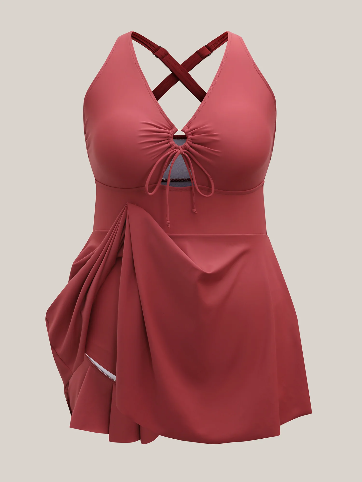 Anti-Float Tie Keyhole Swim Dress - Image 9
