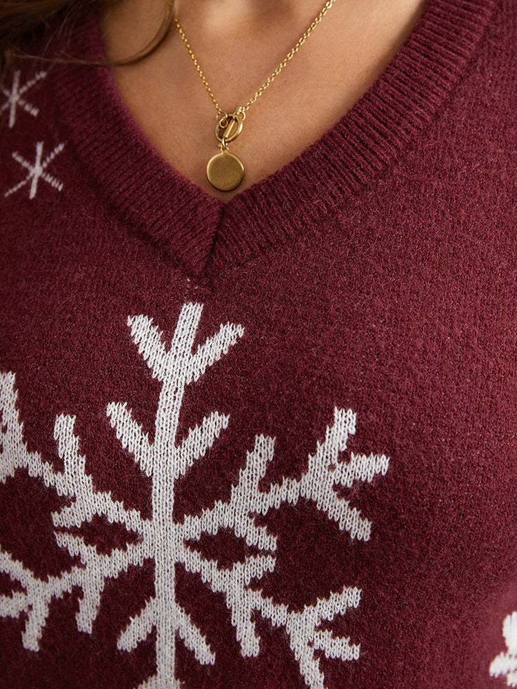 Anti-Pilling Snowflake Print Pullover - Image 12