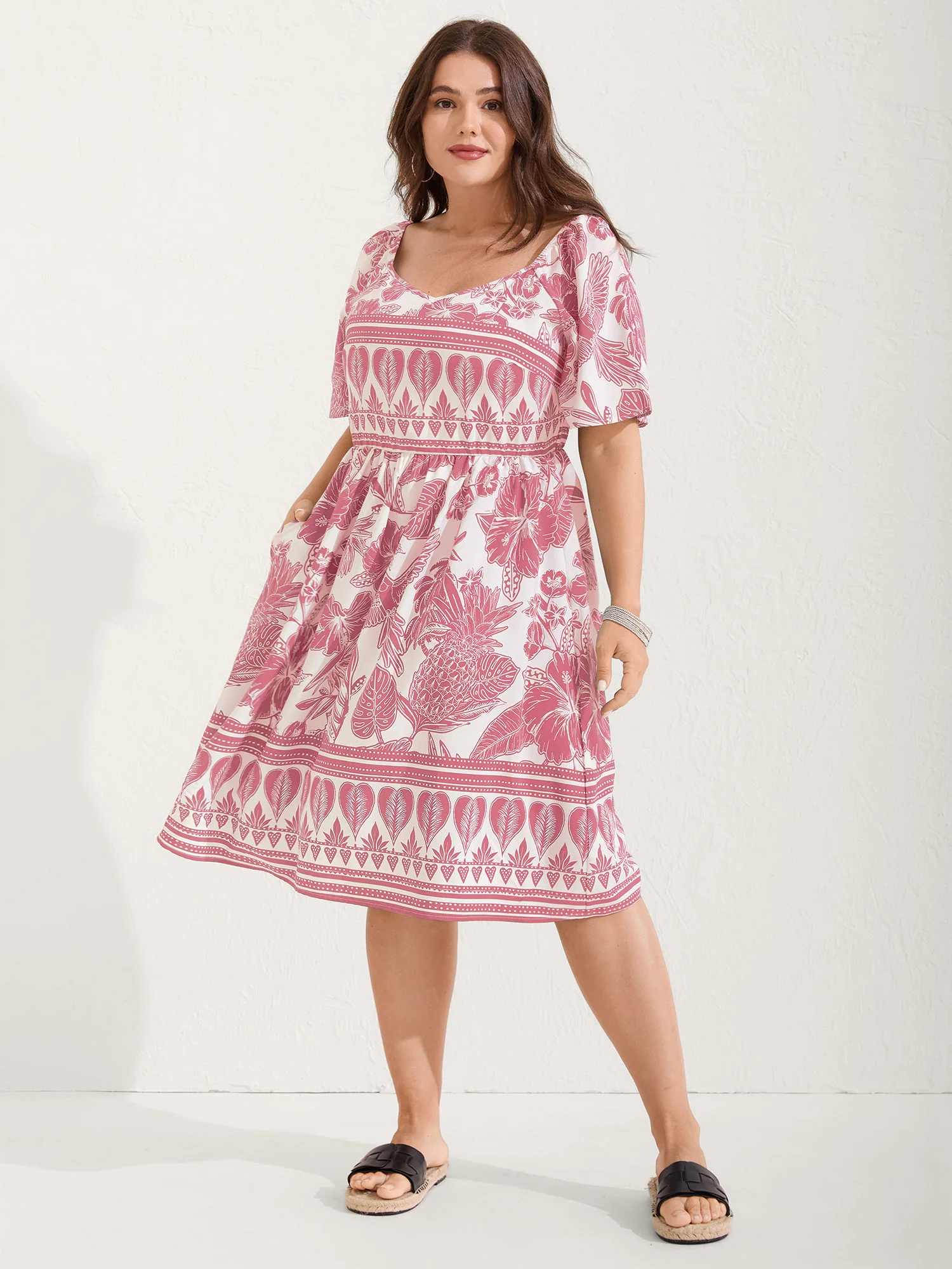 Boho Print Fit Flare Pockets Mini Dress - Image 14
