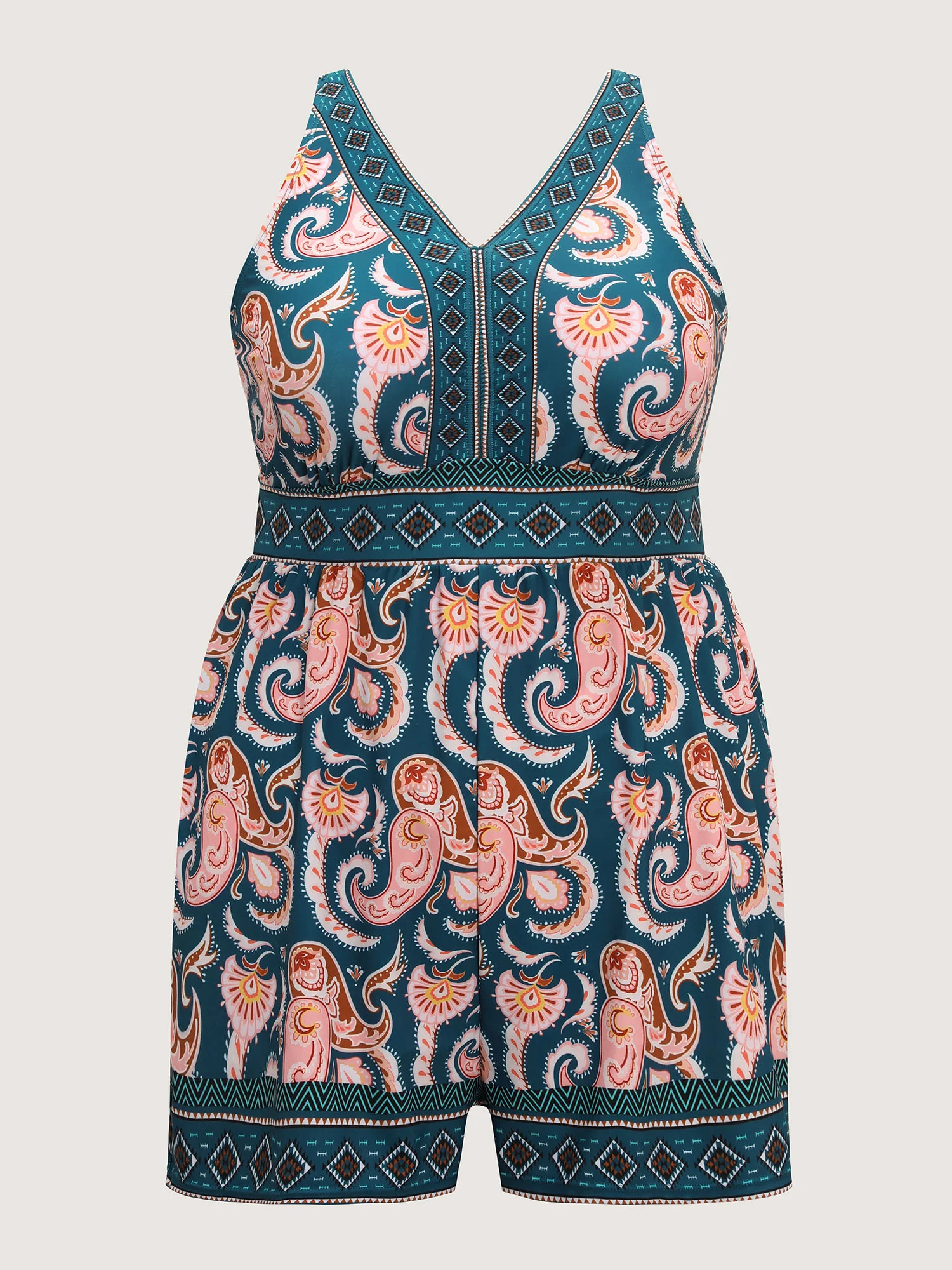 Boho Print Pockets Swim Romper - Image 5
