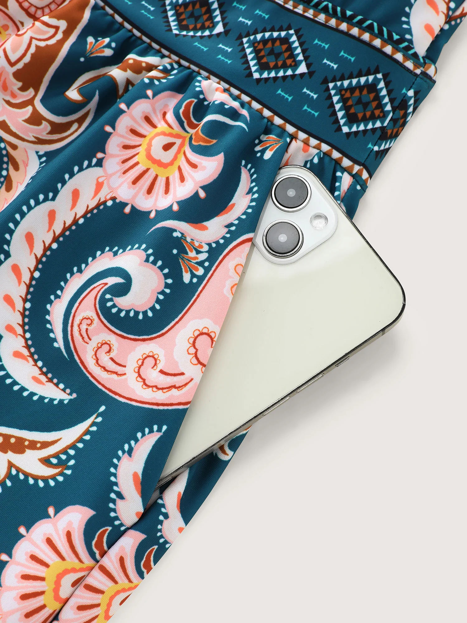 Boho Print Pockets Swim Romper - Image 6