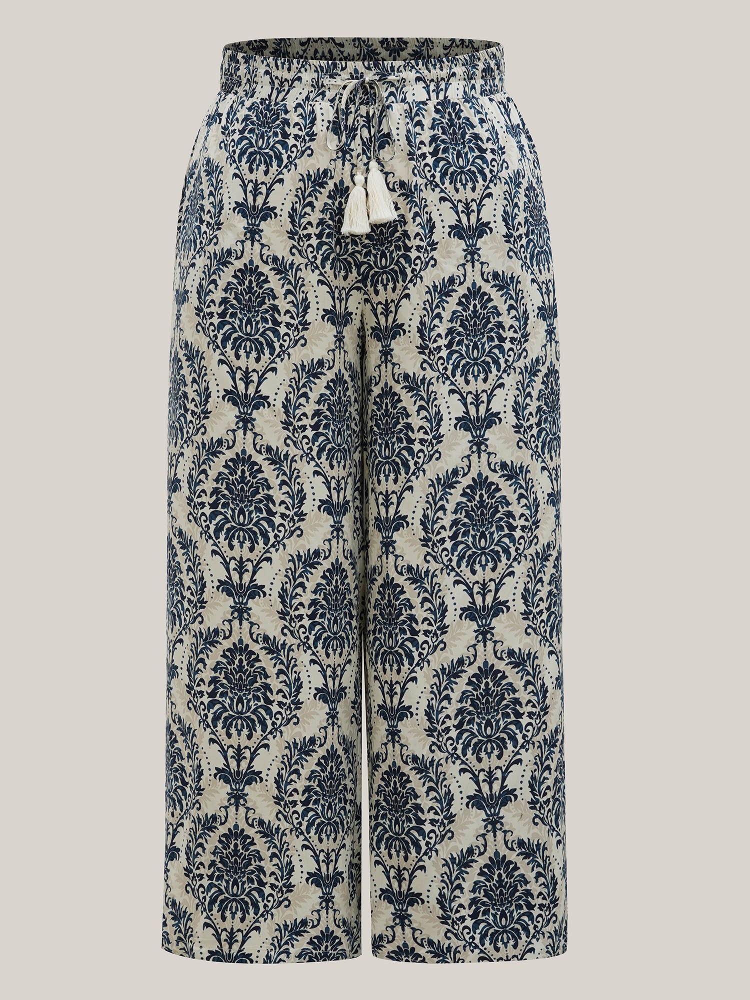 Damask Print Tassel Straight-Leg Pants - Image 8