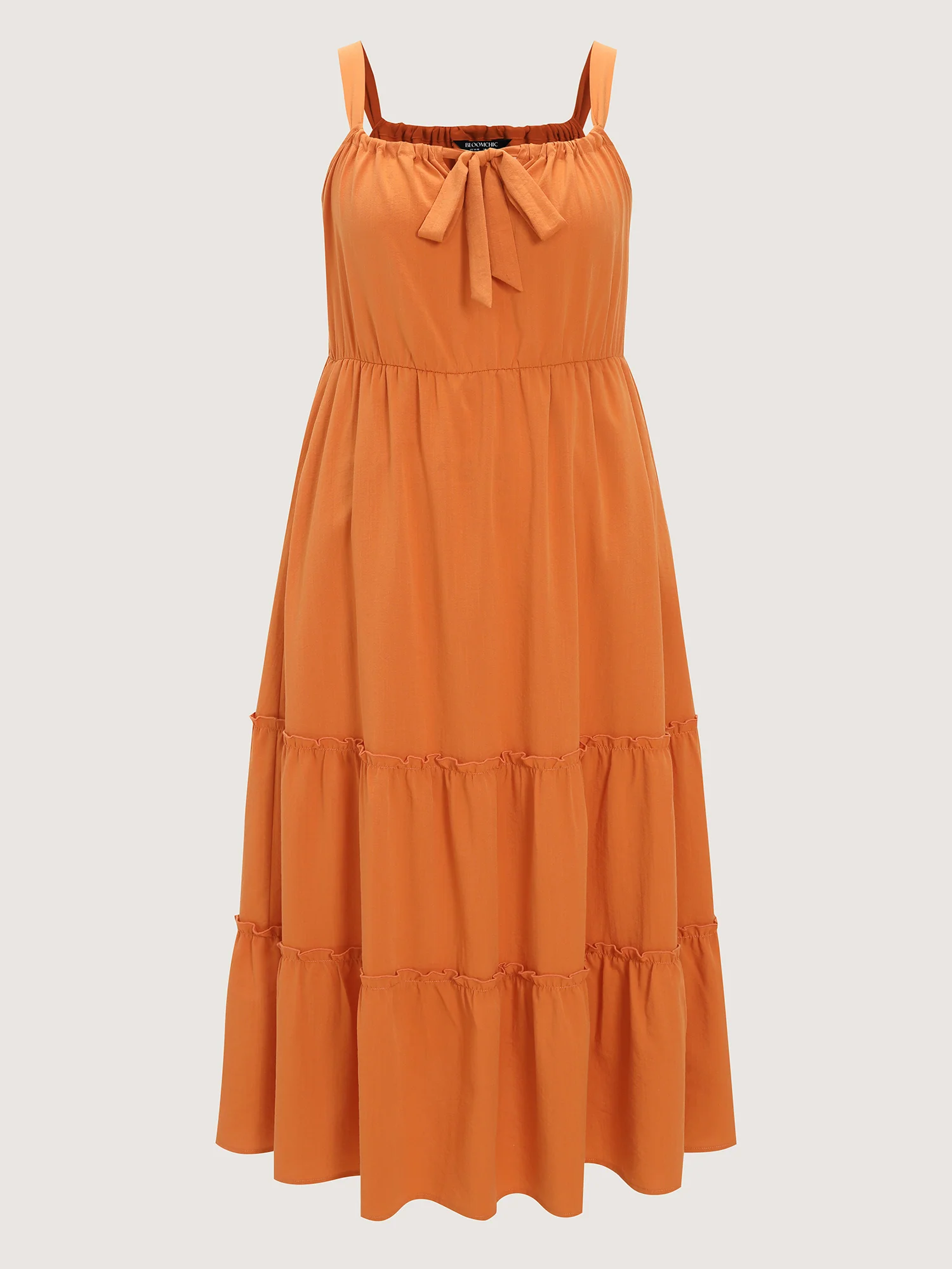 Bowknot Neckline Bust-Friendly Tiered Flowy Maxi Dress - Image 7
