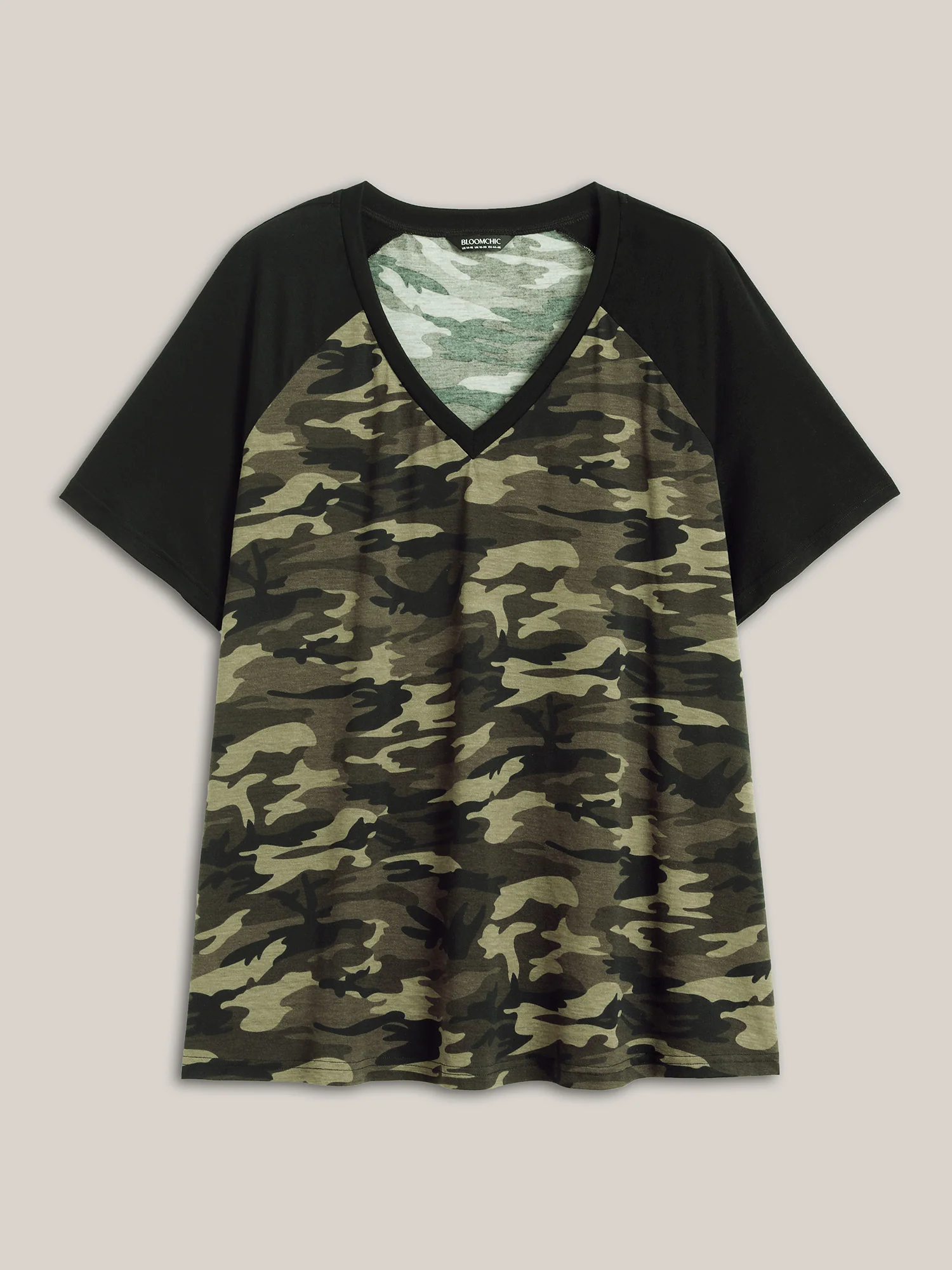 Camouflage Print Raglan Sleeve T-Shirt - Image 7