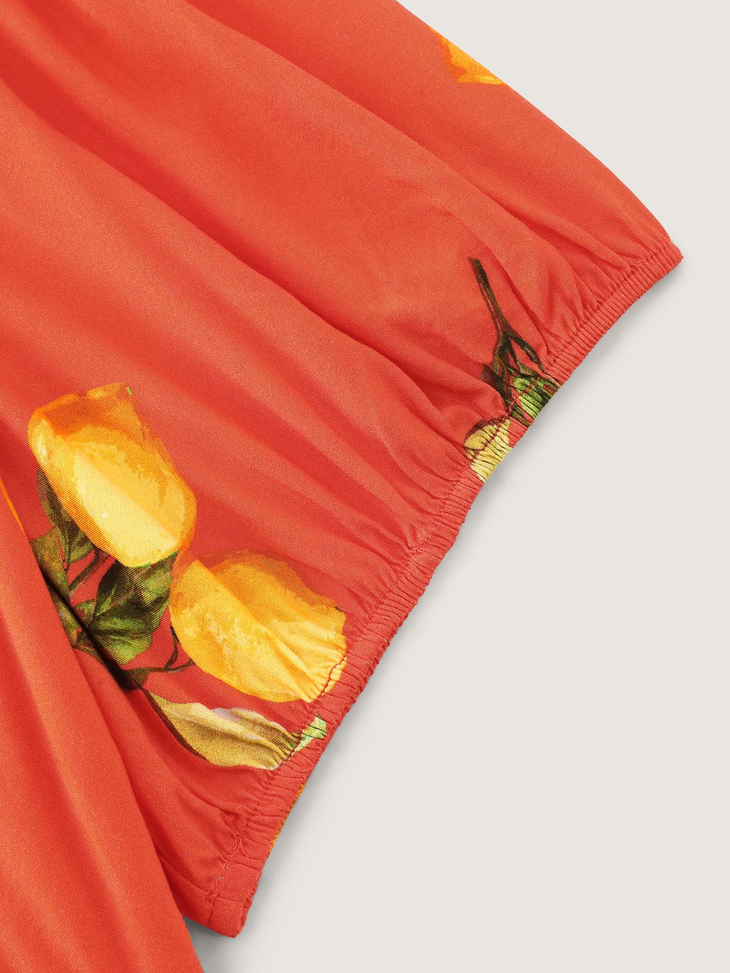 Citrus Floral Print Puff Sleeve Maxi Dress - Image 5