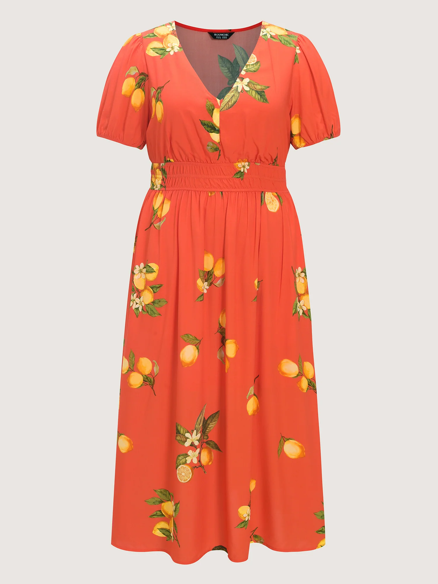 Citrus Floral Print Puff Sleeve Maxi Dress - Image 7
