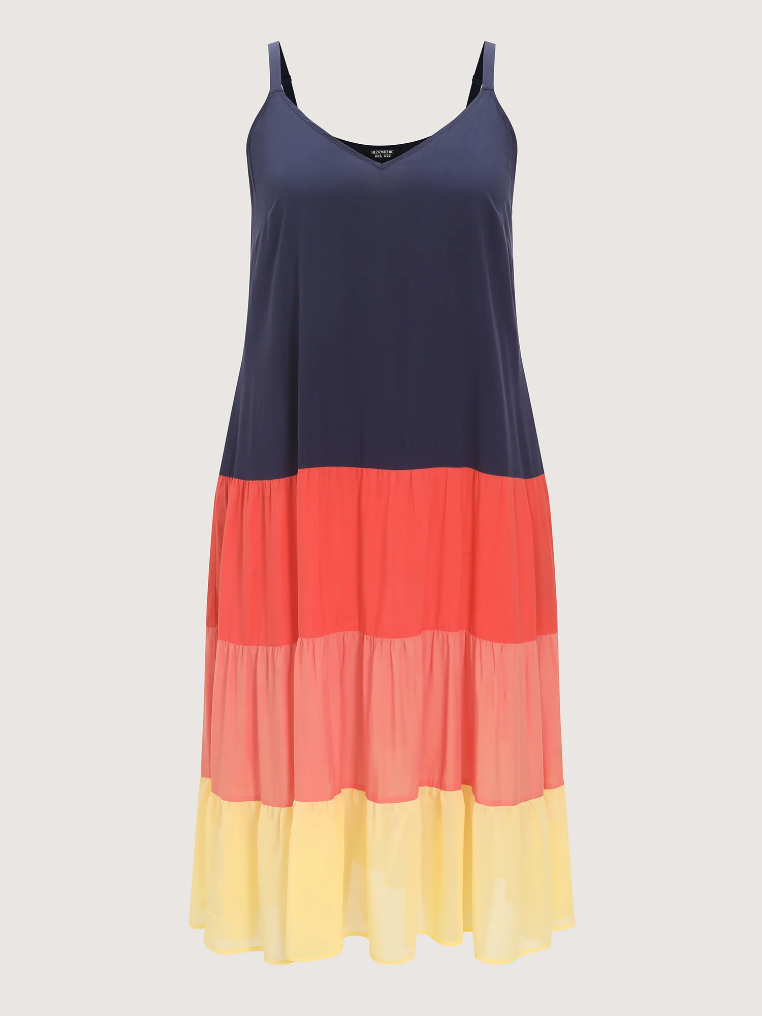 Colorblock Tiered Pockets Cami Midi Dress - Image 8