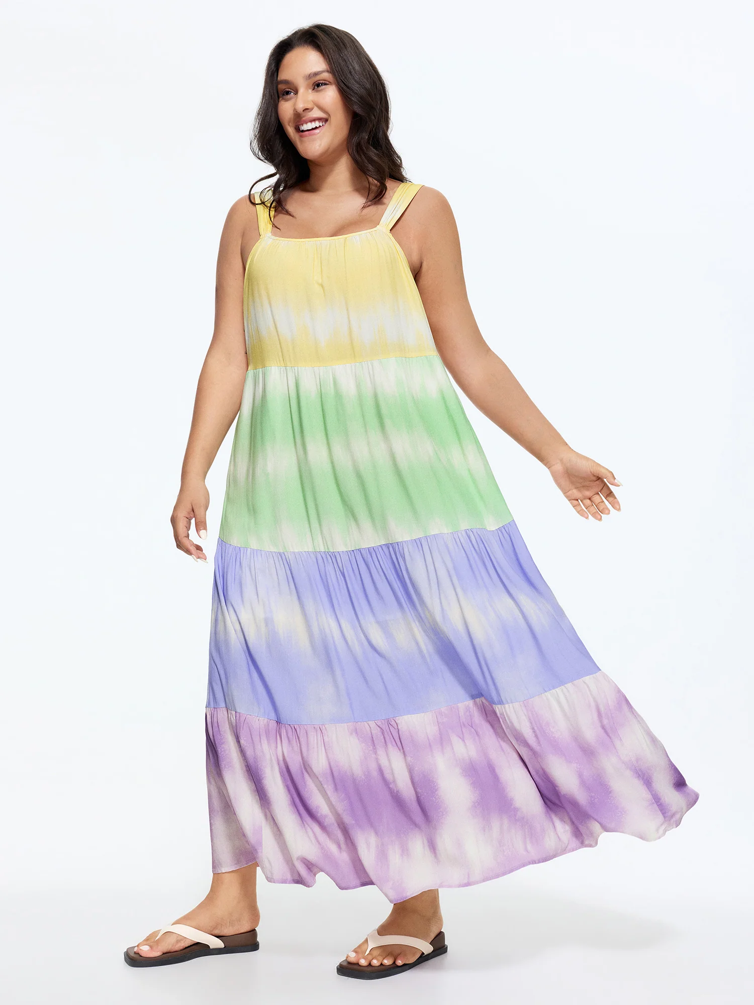 Colorblock Tiered Wide-Straps Maxi Dress - Image 4