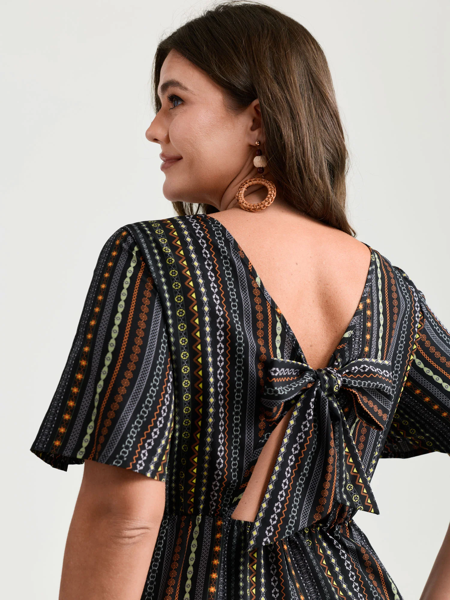 Colorful Stripes Back-Tie Cut-Out Romper