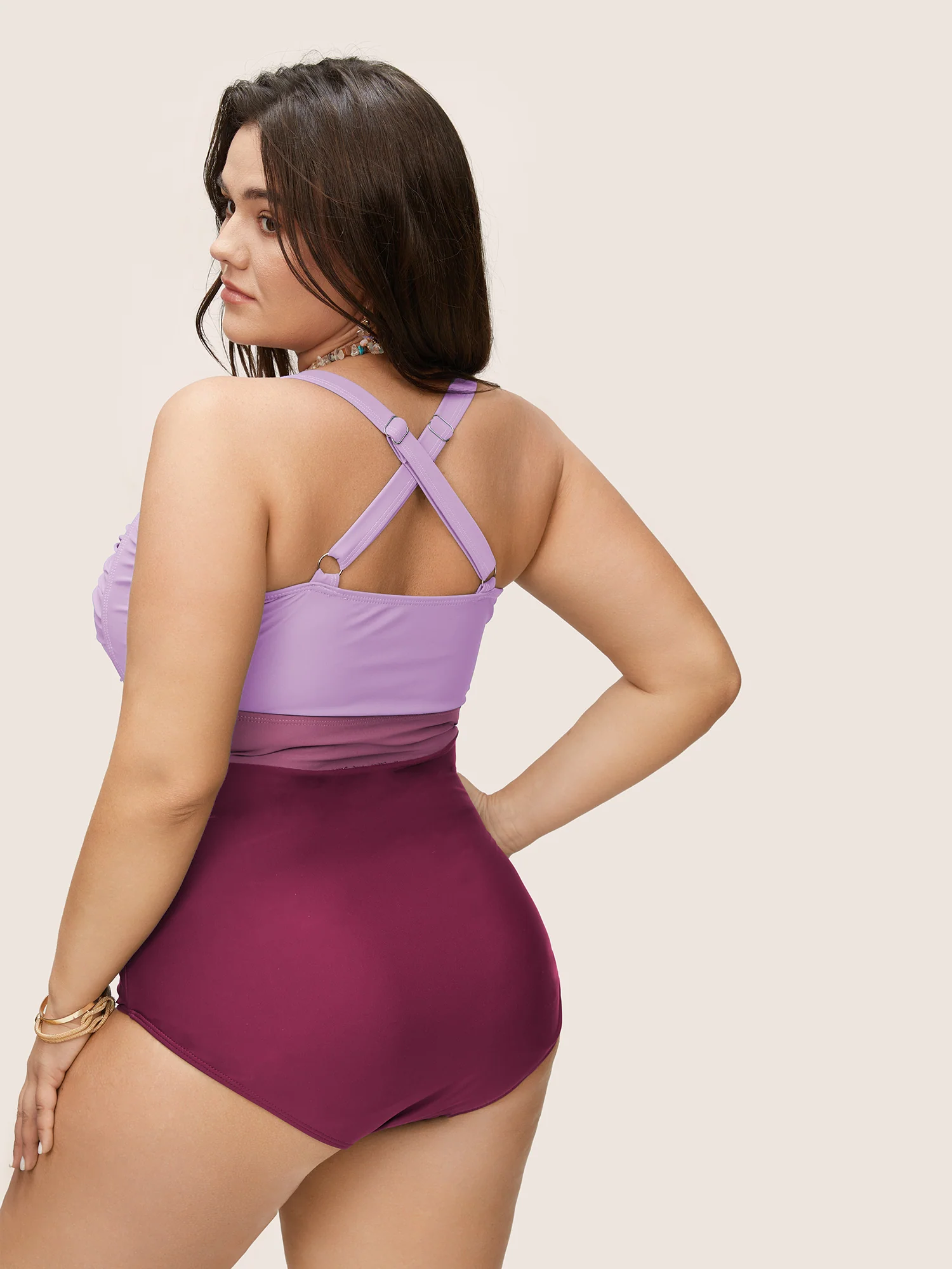 Contrast Twist Front Tummy-Control One Piece Swimsuit - Image 26