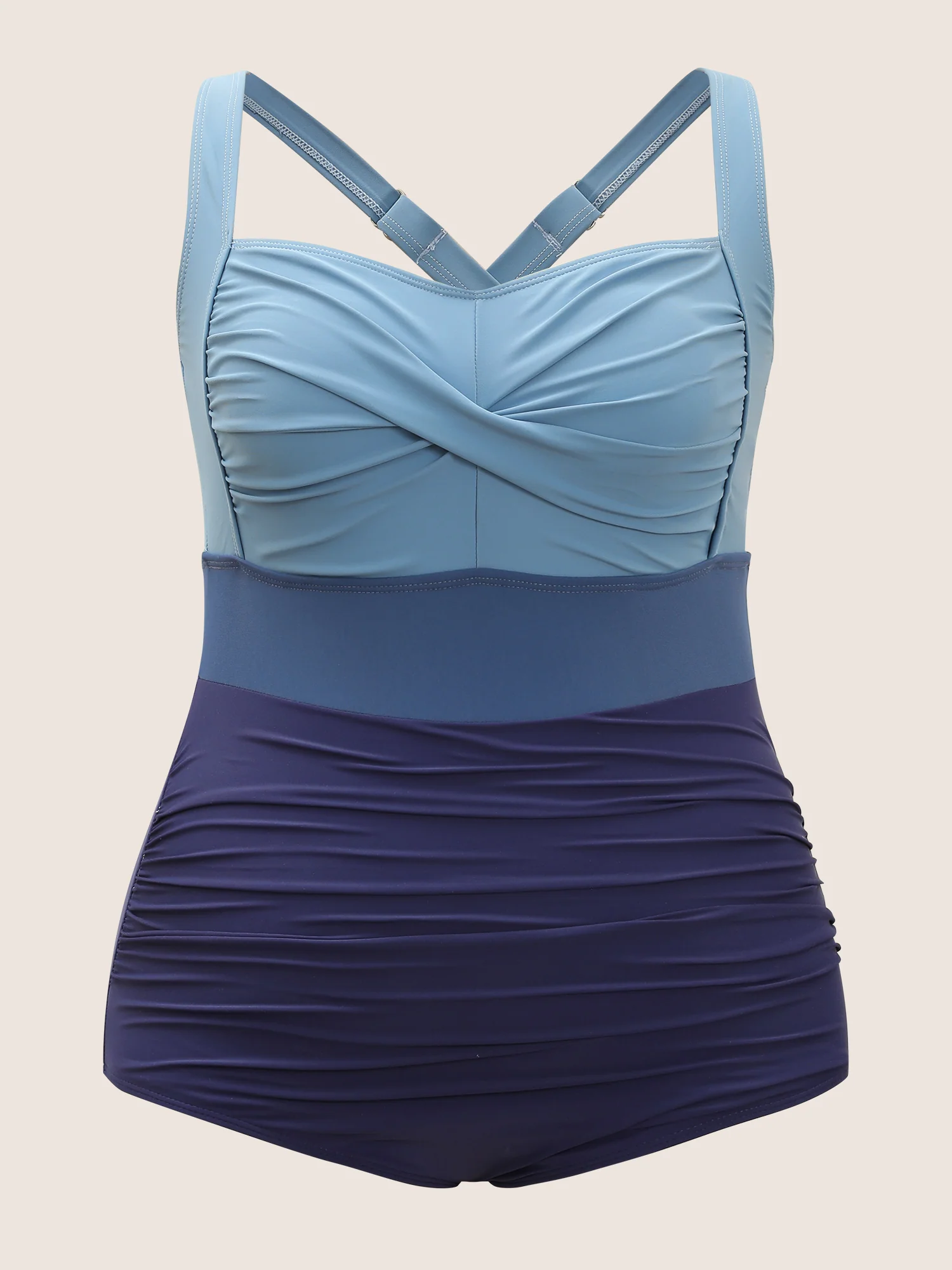 Contrast Twist Front Tummy-Control One Piece Swimsuit - Image 38
