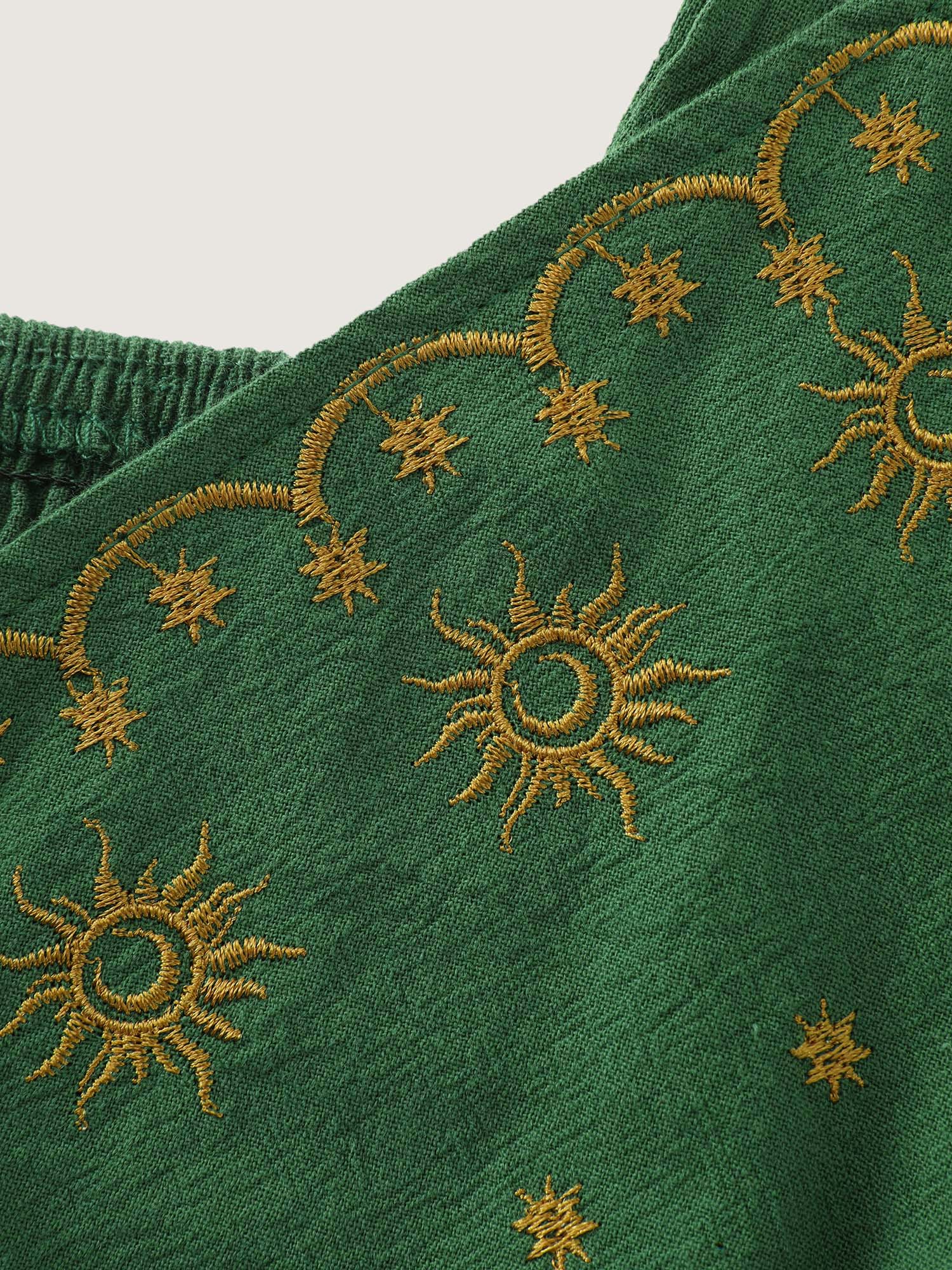 Cotton Embroidered V-Neckline Midi Dress - Image 5