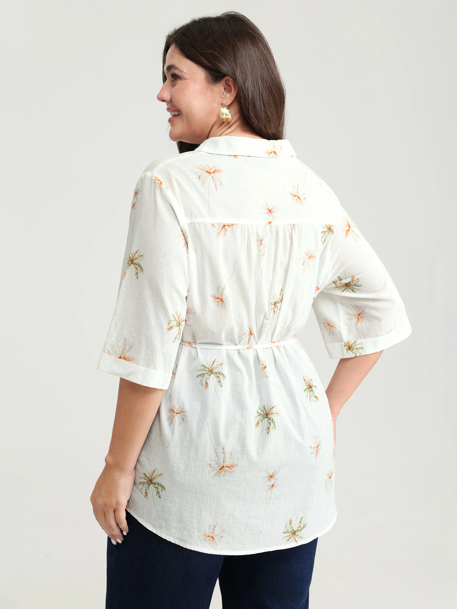 Cotton Floral Print Button-Front Shirt - Image 4