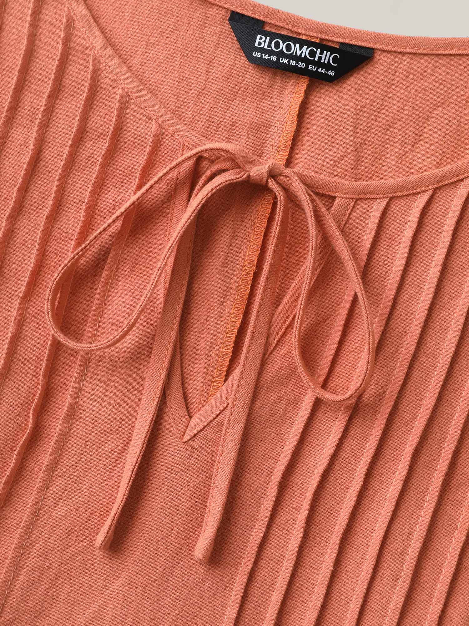 Cotton Toothpick Pleat Plain Midi Dress - Image 5
