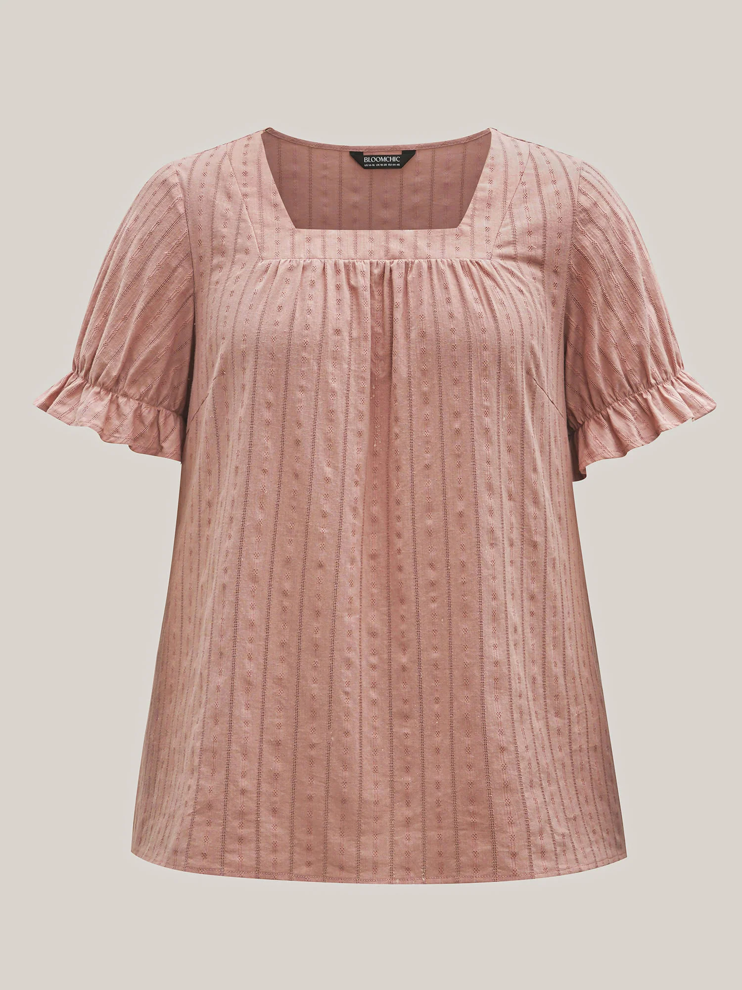 Cotton Square Neck Ruffled Sleeve Shirt - Image 11