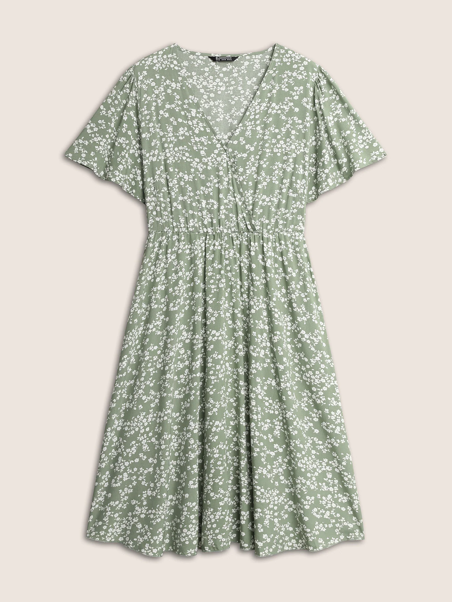 Bloom Dress - Ditsy Floral Elastic Waist Ruffles Pocket Knee Dress - Image 12