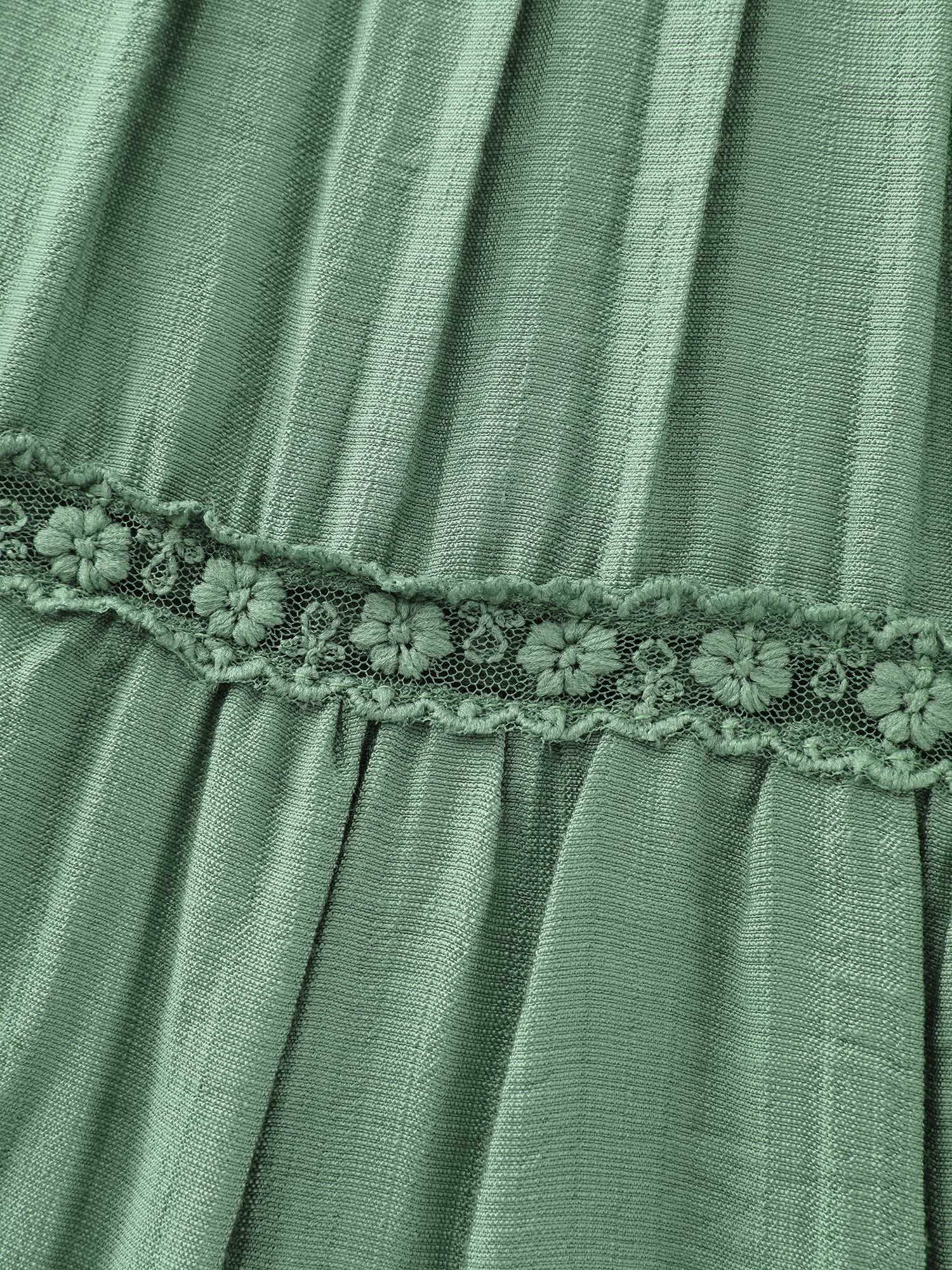 Everyday Pleated Lace Trim Blouse - Image 6