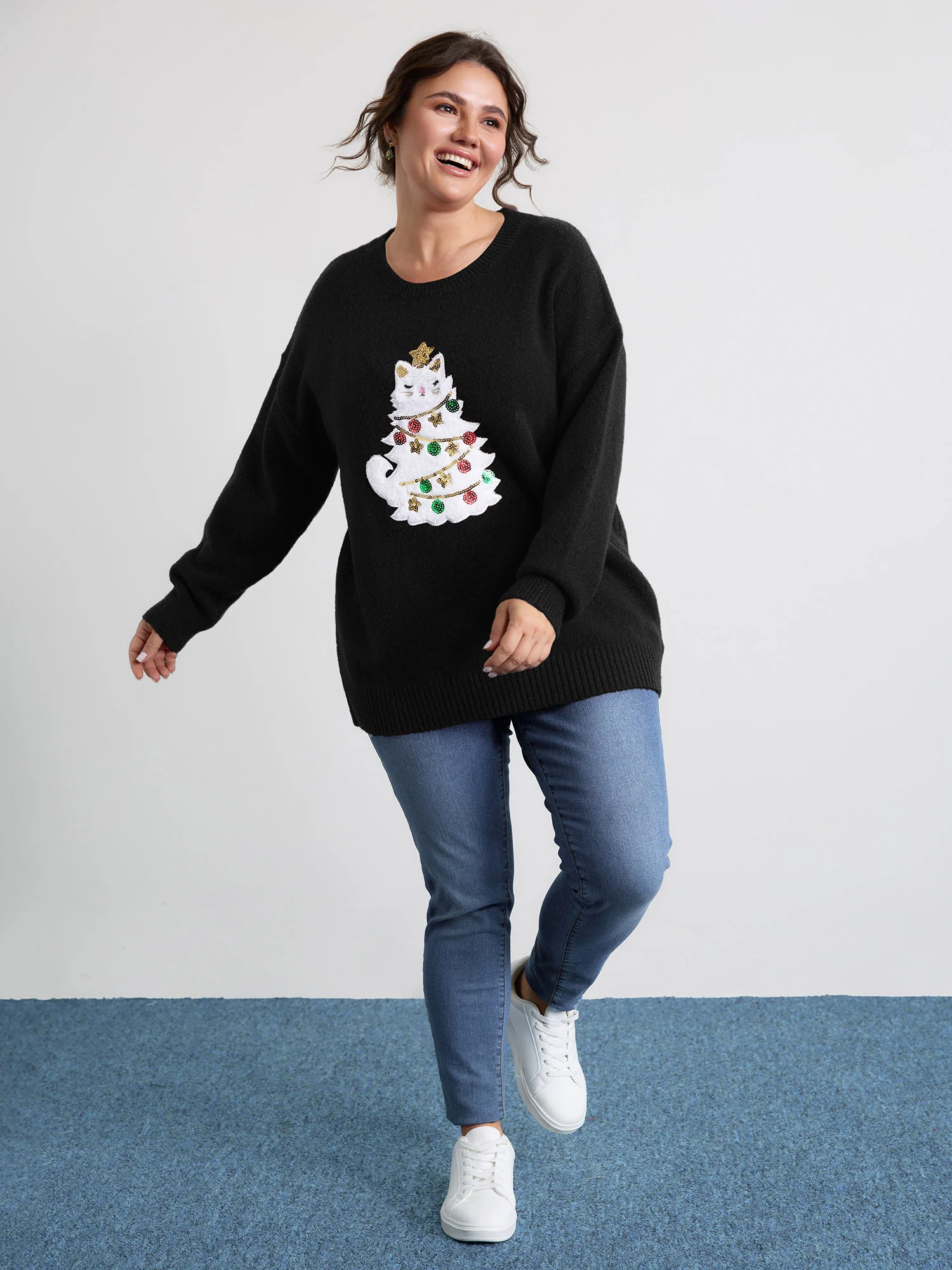 Festive Cat Tree Colorful Pullover - Image 3