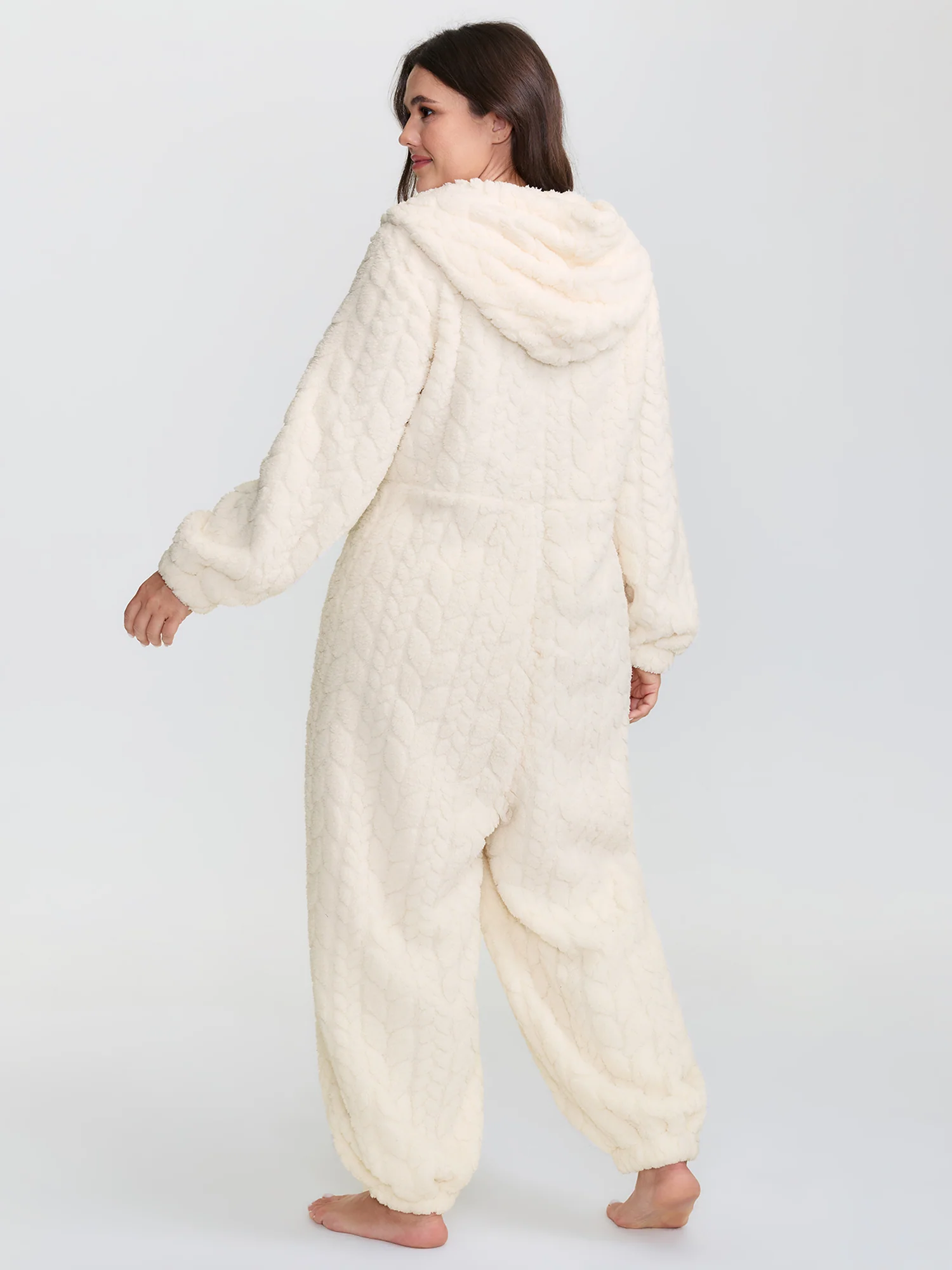 Cozy Fleece Half Zipper Lounge Jumpsuit - Image 10