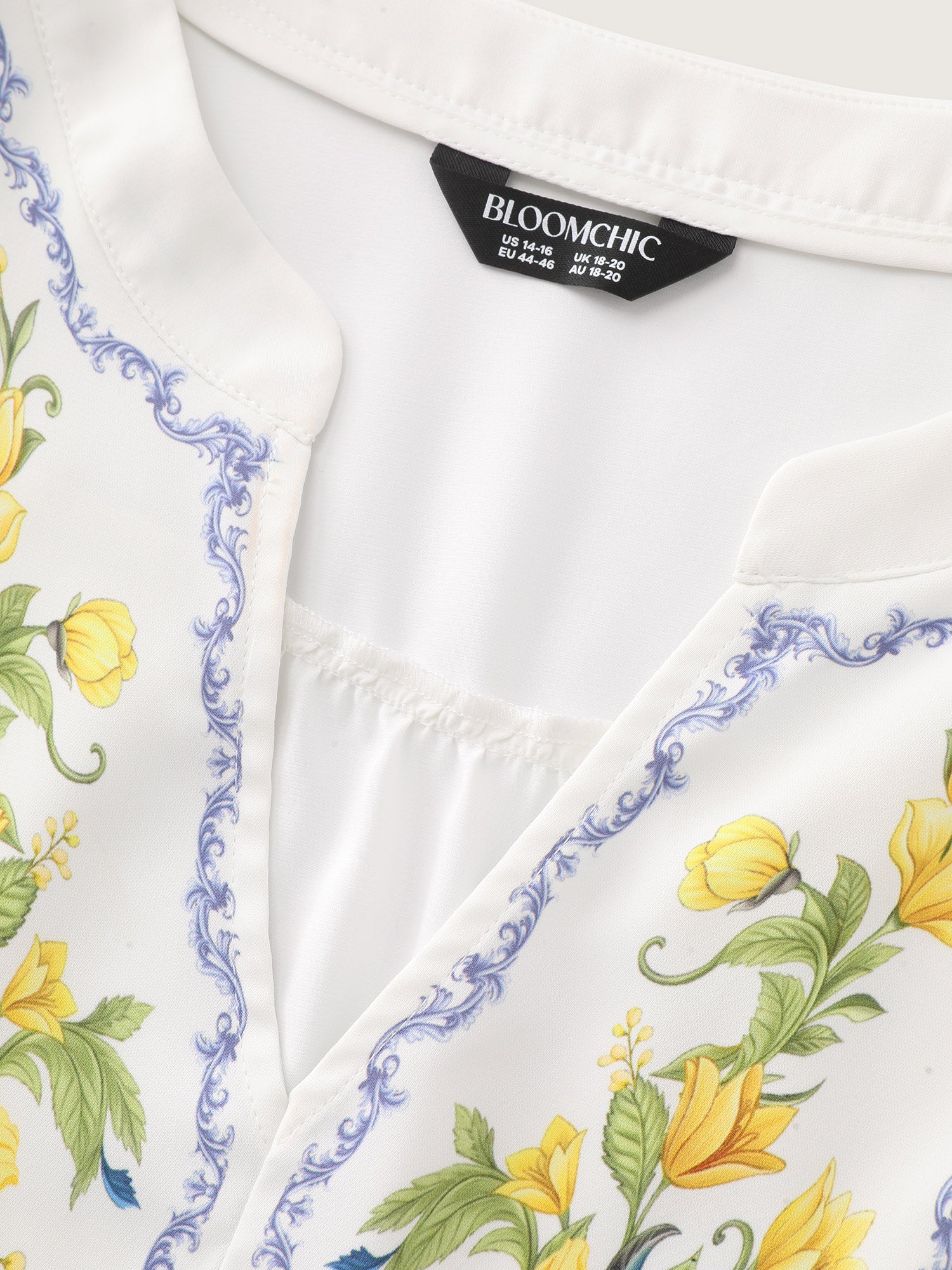 Floral Branch Print Notched Collar Blouse - Image 5