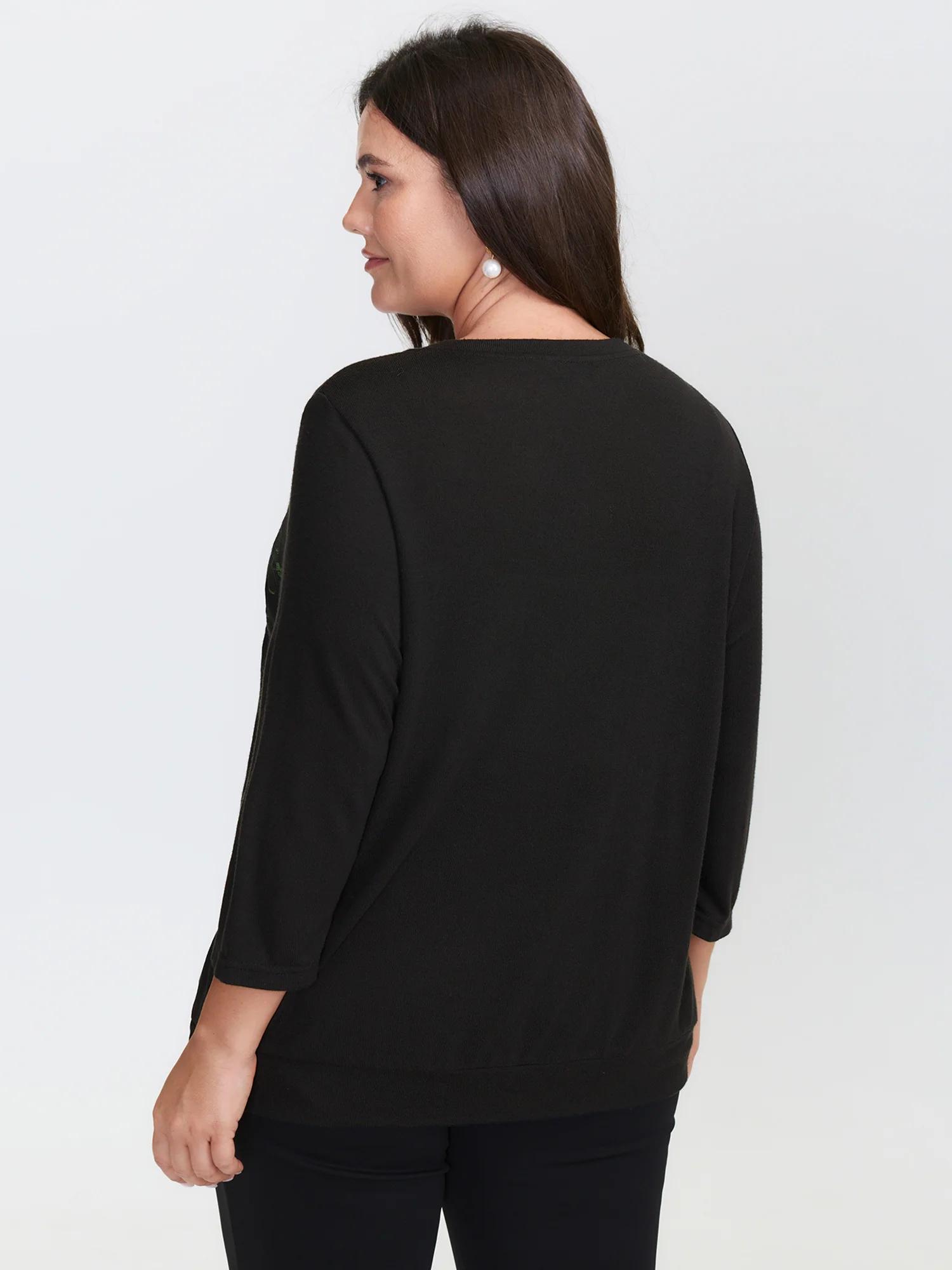 Floral Embroidered Stretch Knit Button Front Jacket - Image 5