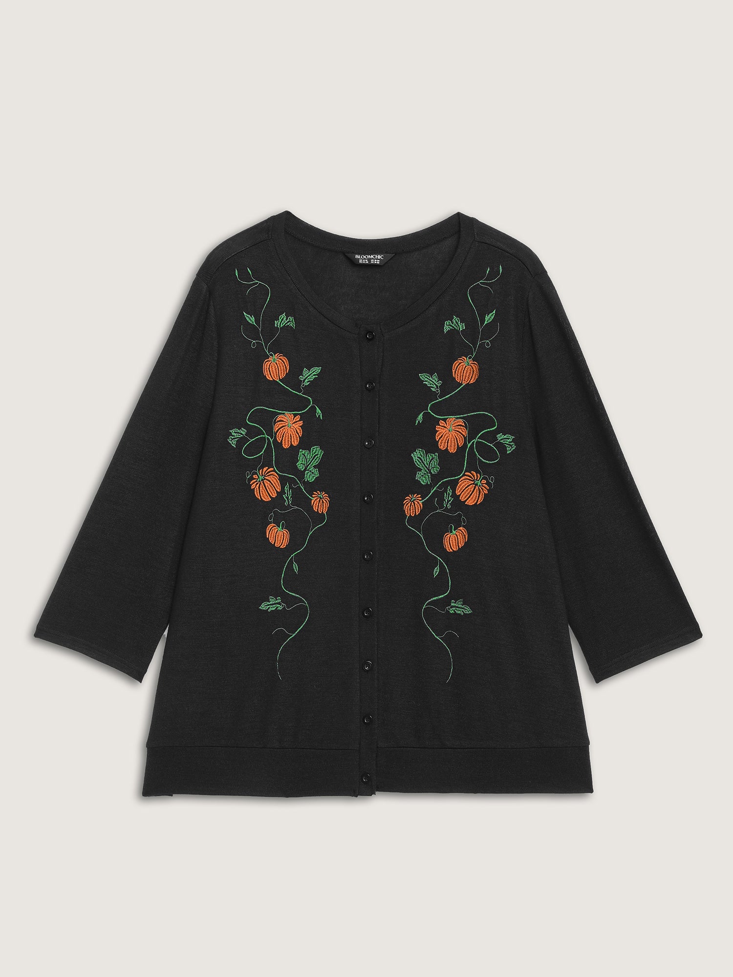 Floral Embroidered Stretch Knit Button Front Jacket - Image 9