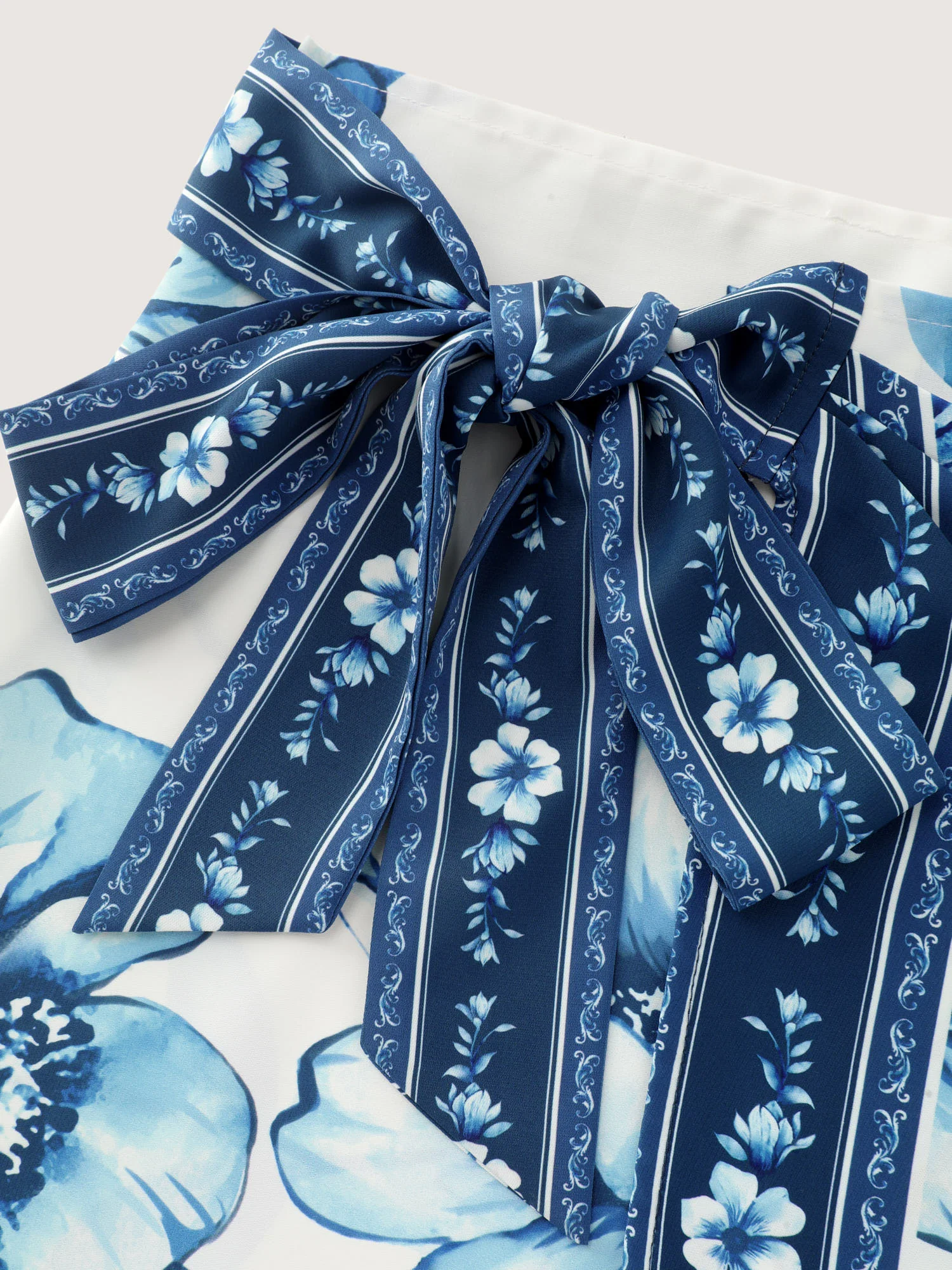 Floral Print Contrast Wrap Tie Midi Skirt - Image 5
