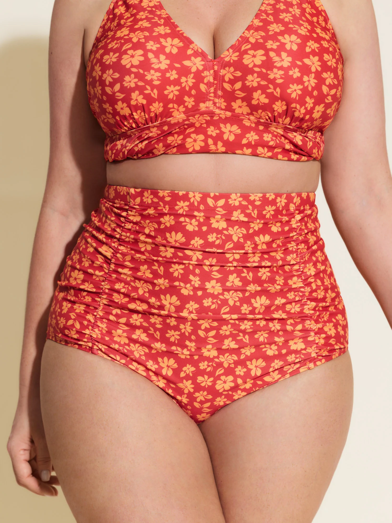 Floral Print High Waisted Swim Bottoms