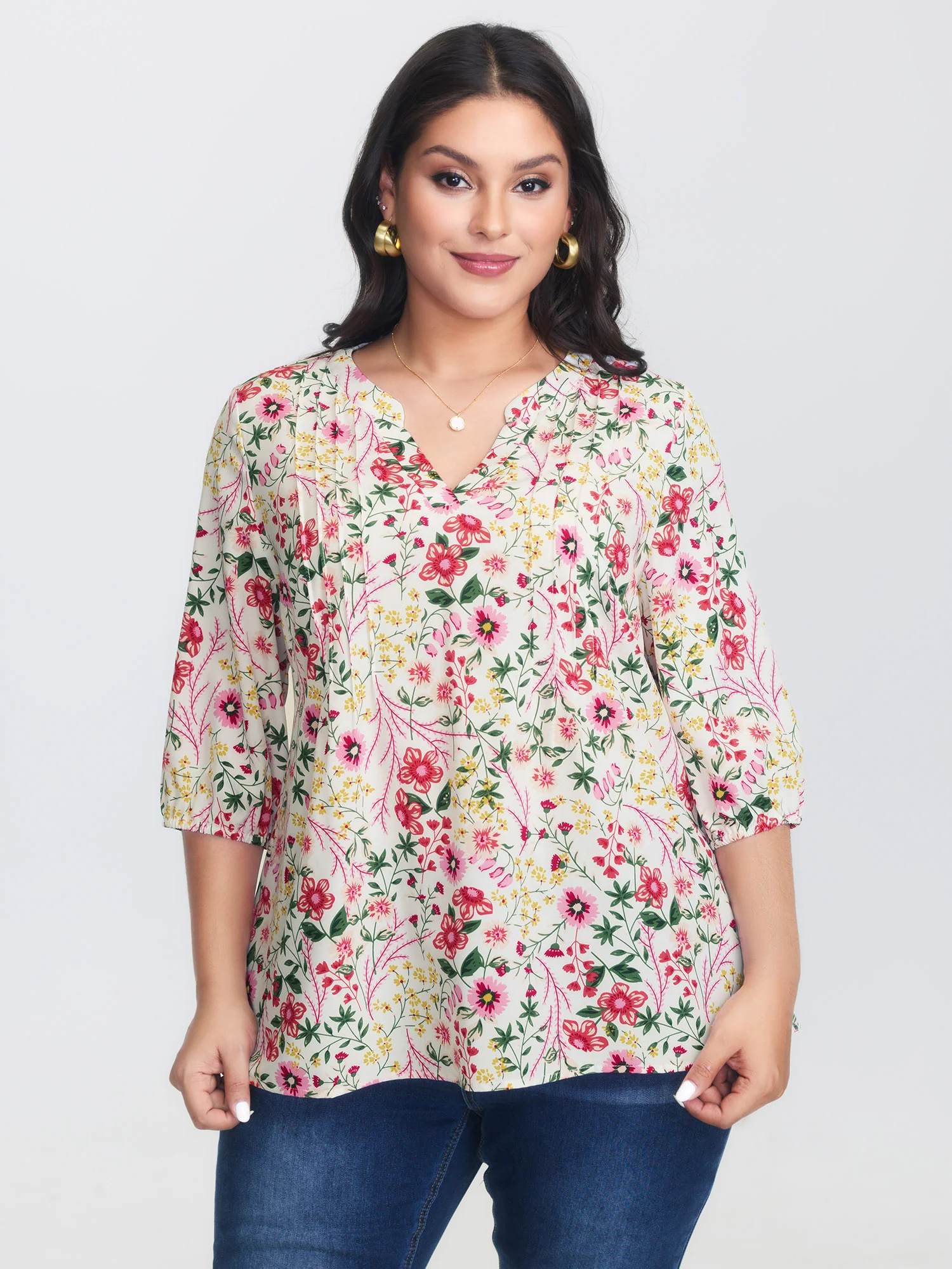 Floral Print Notched Collar Shirt - Image 2