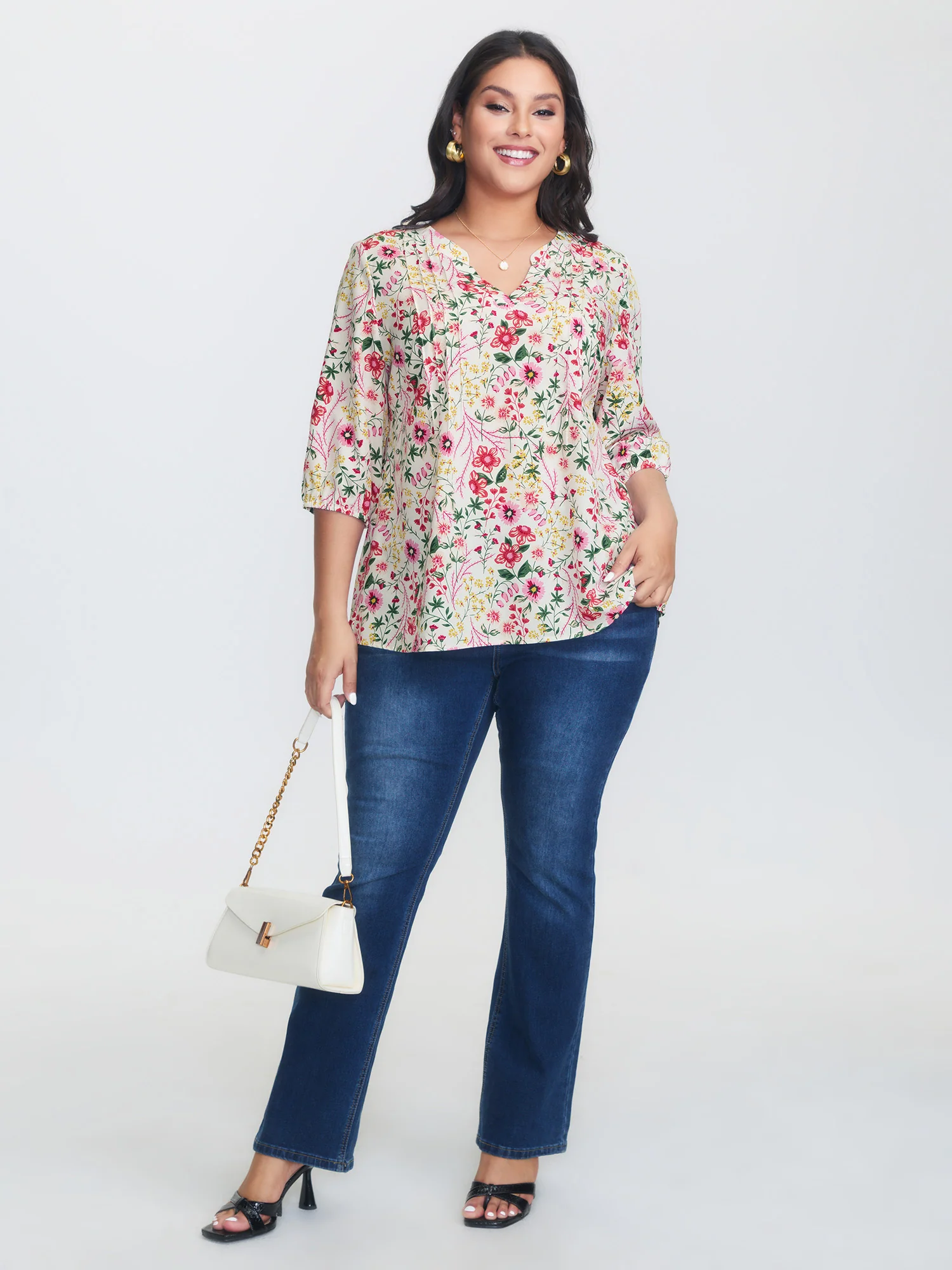 Floral Print Notched Collar Shirt - Image 3