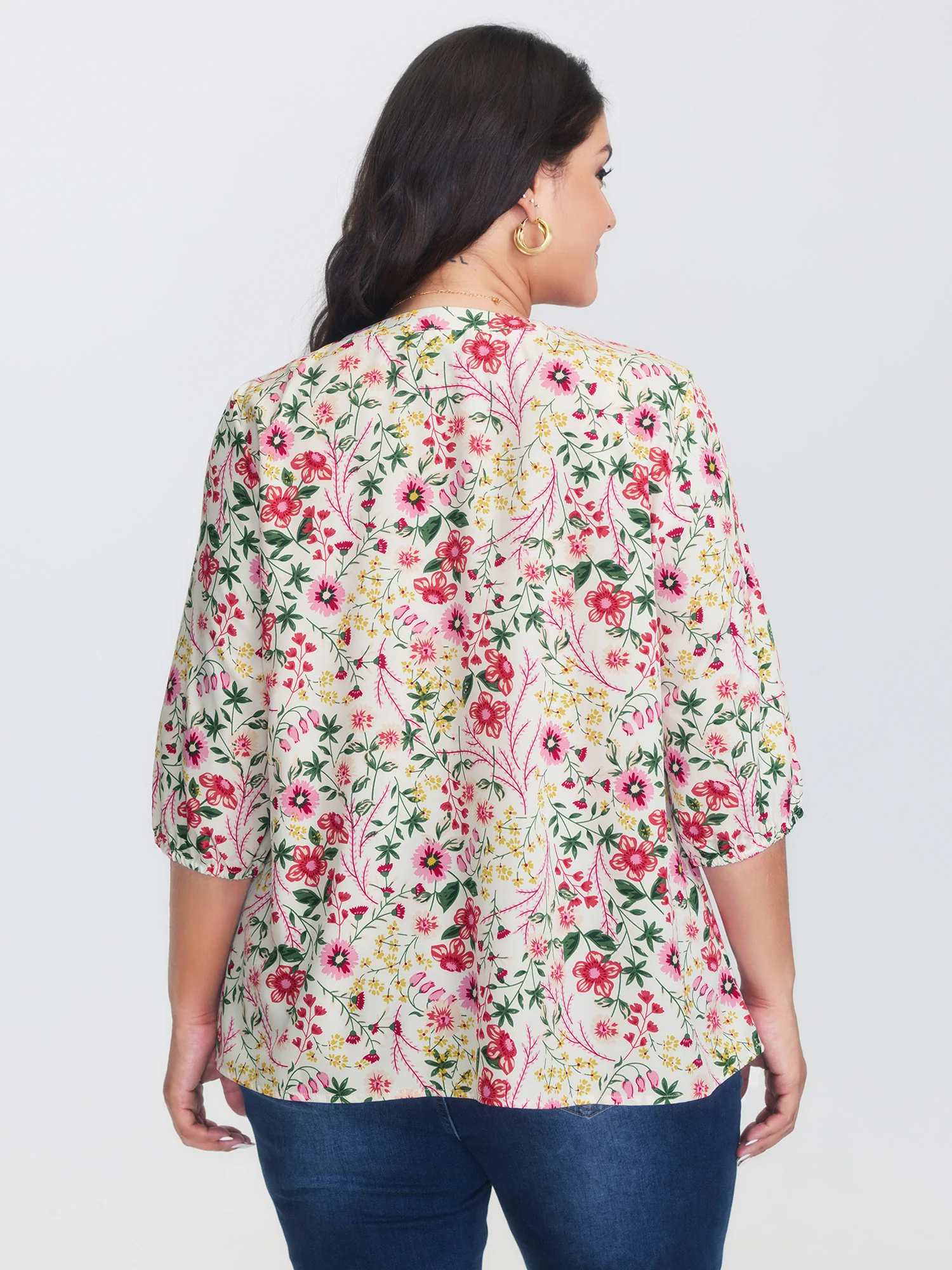 Floral Print Notched Collar Shirt - Image 4