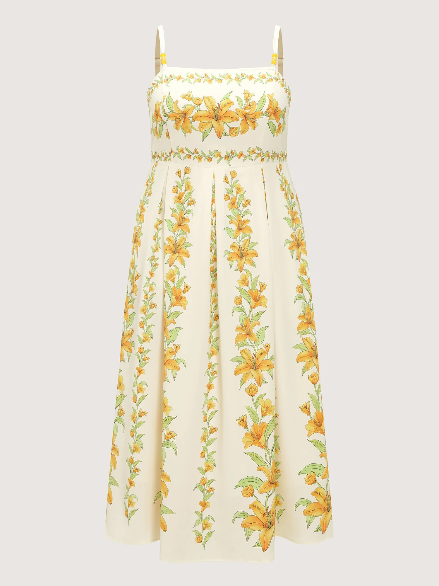 Floral Print Shirred Fit And Flare Midi Dress - Image 7