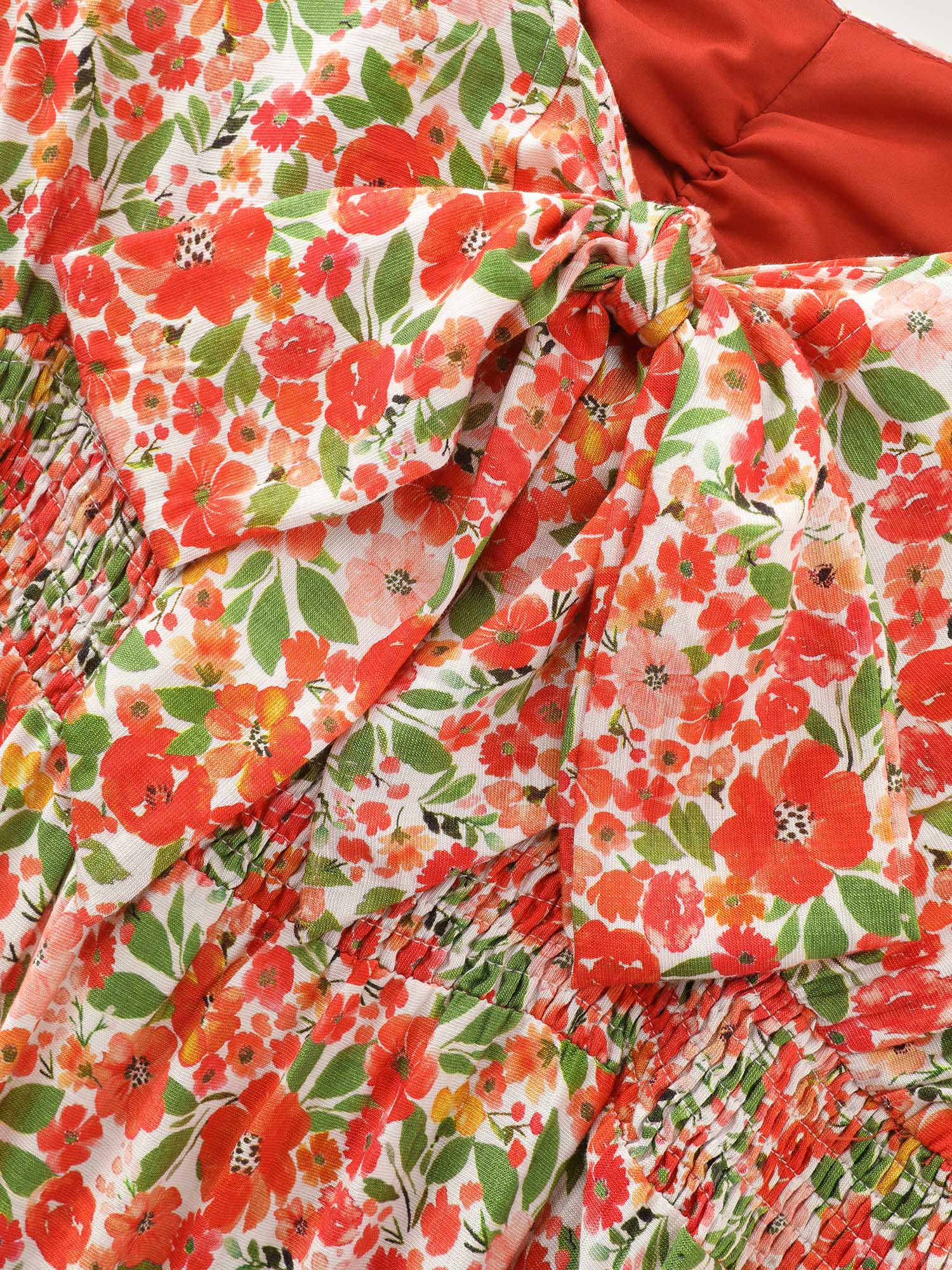 Floral Print Sweetheart Neckline Midi Dress - Image 6