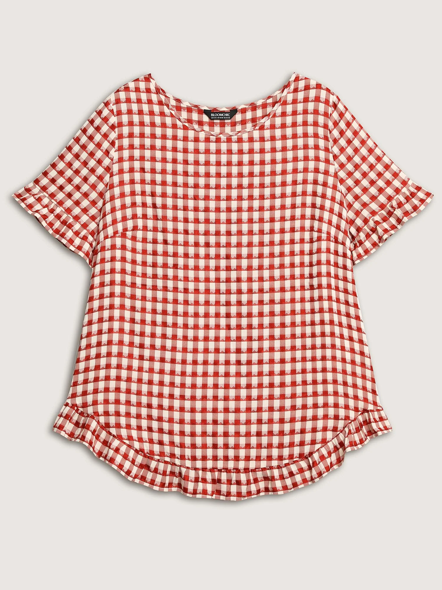 Gingham Print Button Back Blouse - Image 7