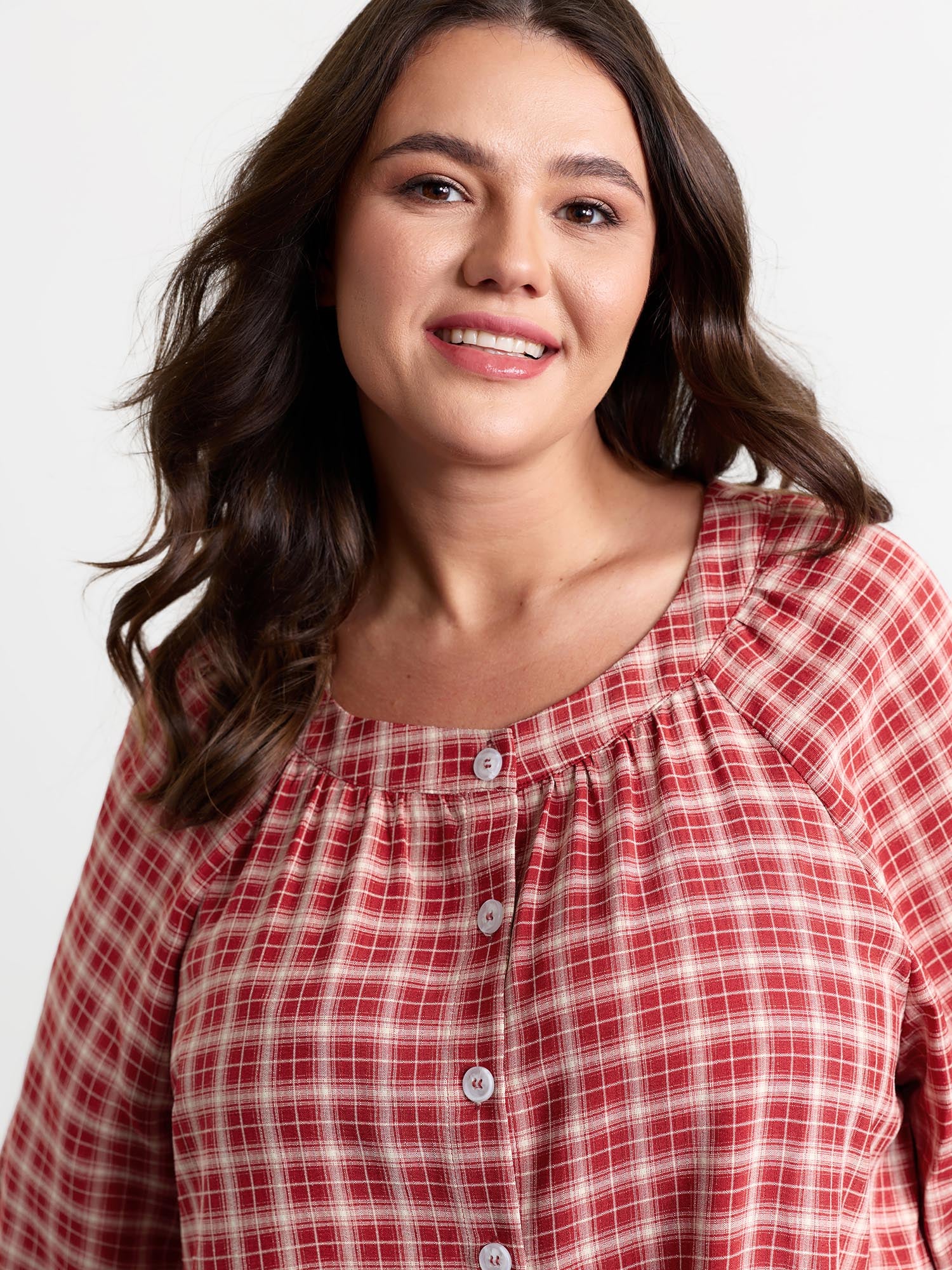 Gingham Print Ruffled Hem Co-Ord Pajama Set - Image 19