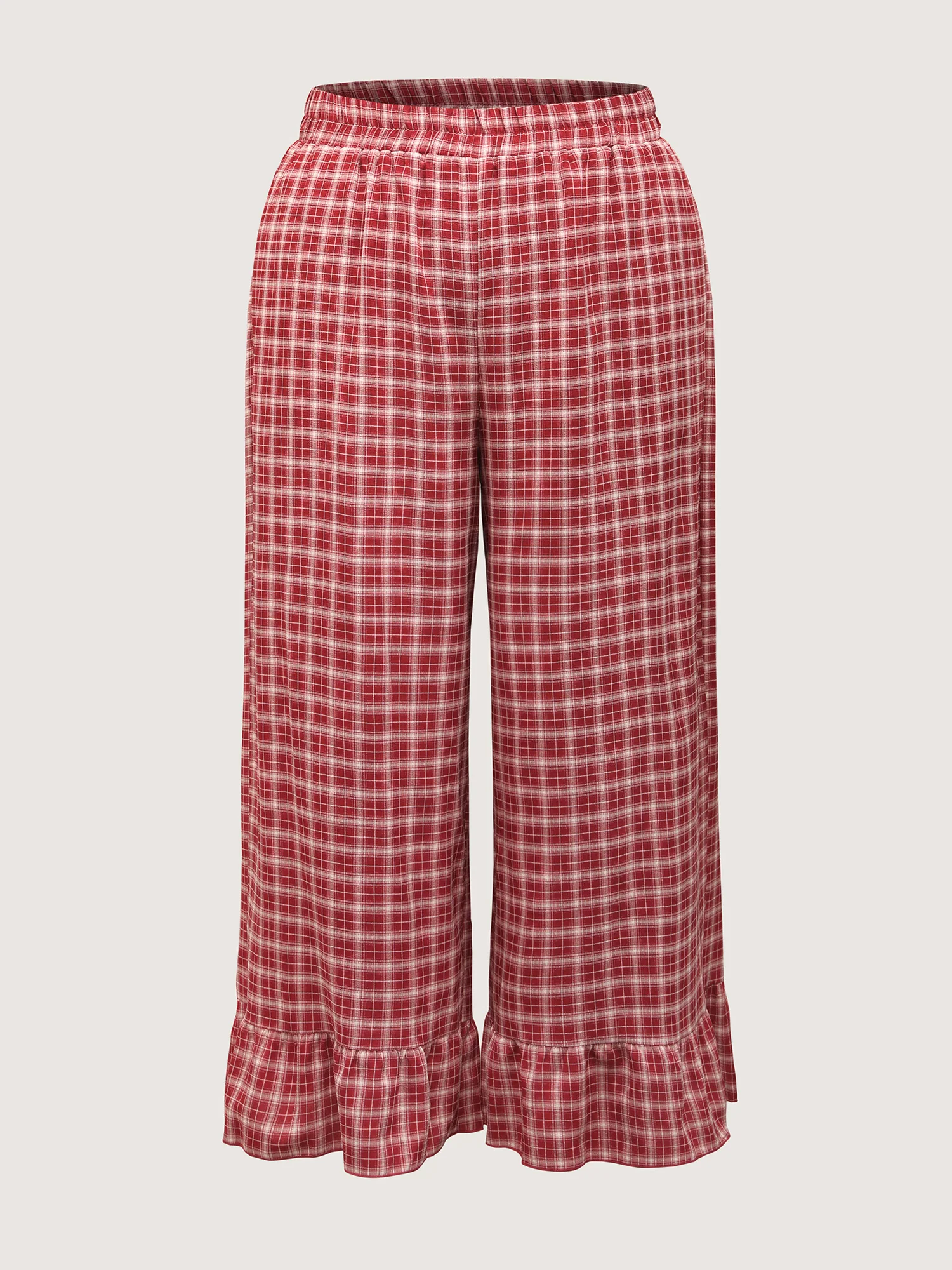 Gingham Print Ruffled Hem Co-Ord Pajama Set - Image 23
