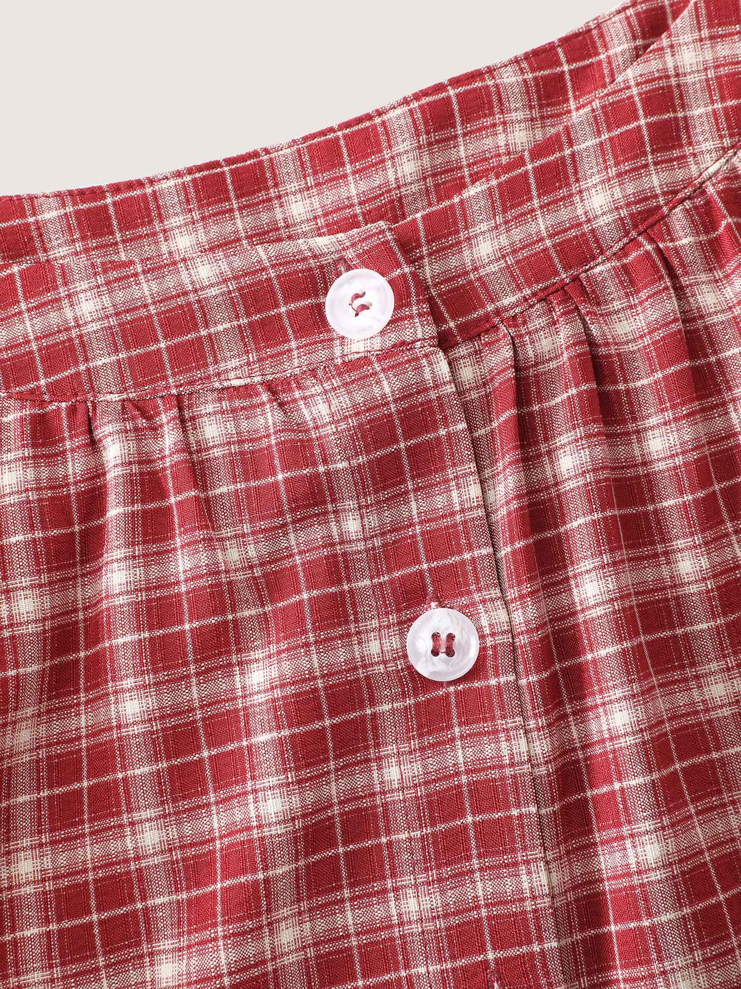 Gingham Print Ruffled Hem Co-Ord Pajama Set - Image 27