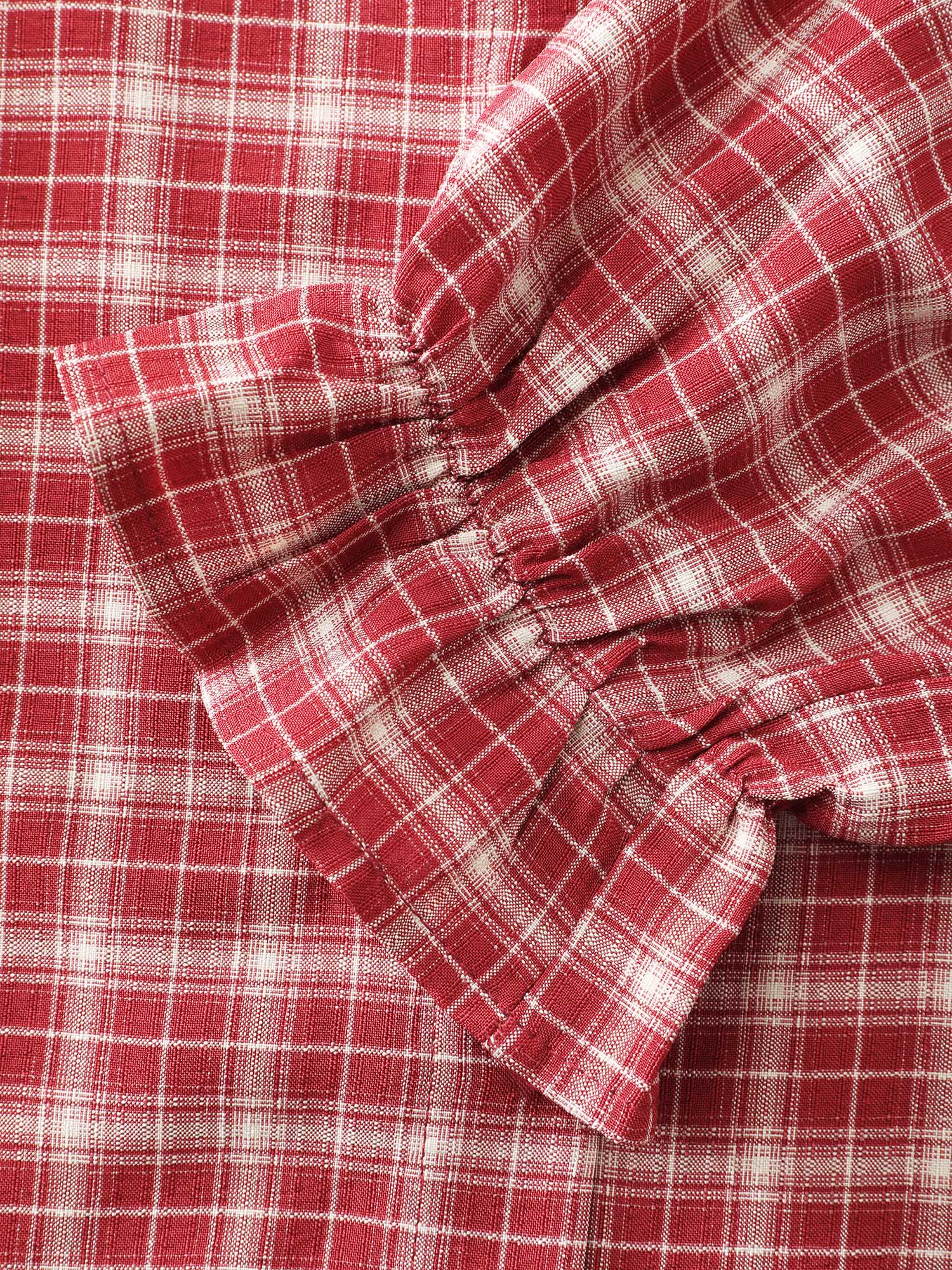 Gingham Print Ruffled Hem Co-Ord Pajama Set - Image 28