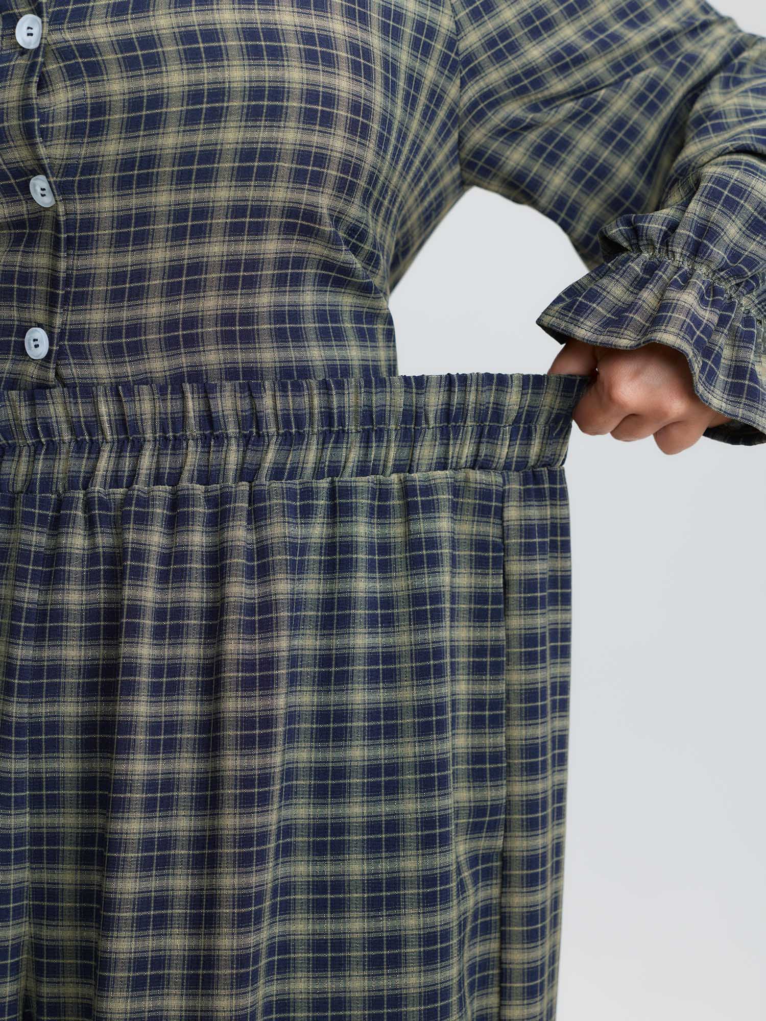 Gingham Print Ruffled Hem Co-Ord Pajama Set - Image 34