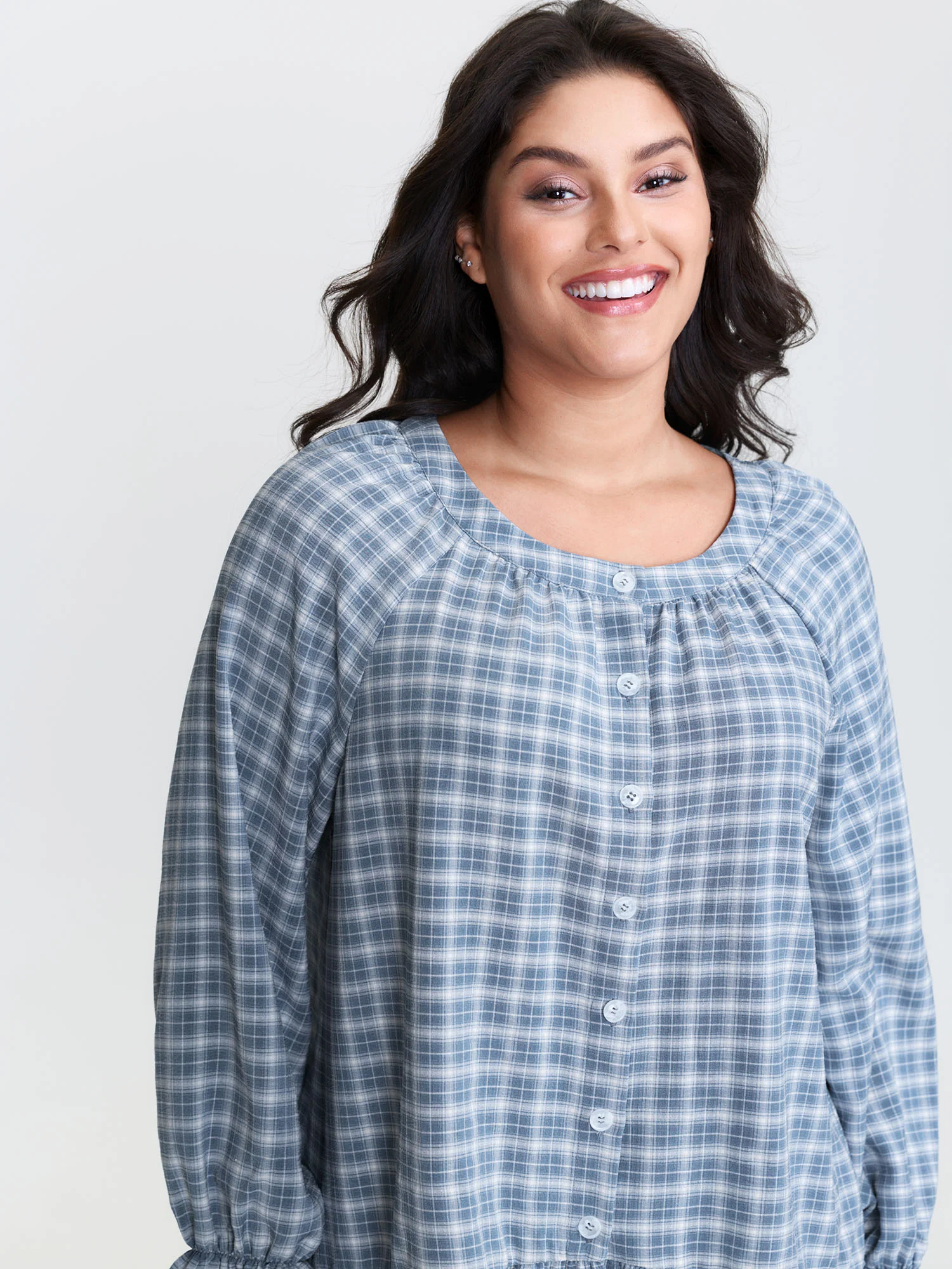 Gingham Print Ruffled Hem Co-Ord Pajama Set - Image 43