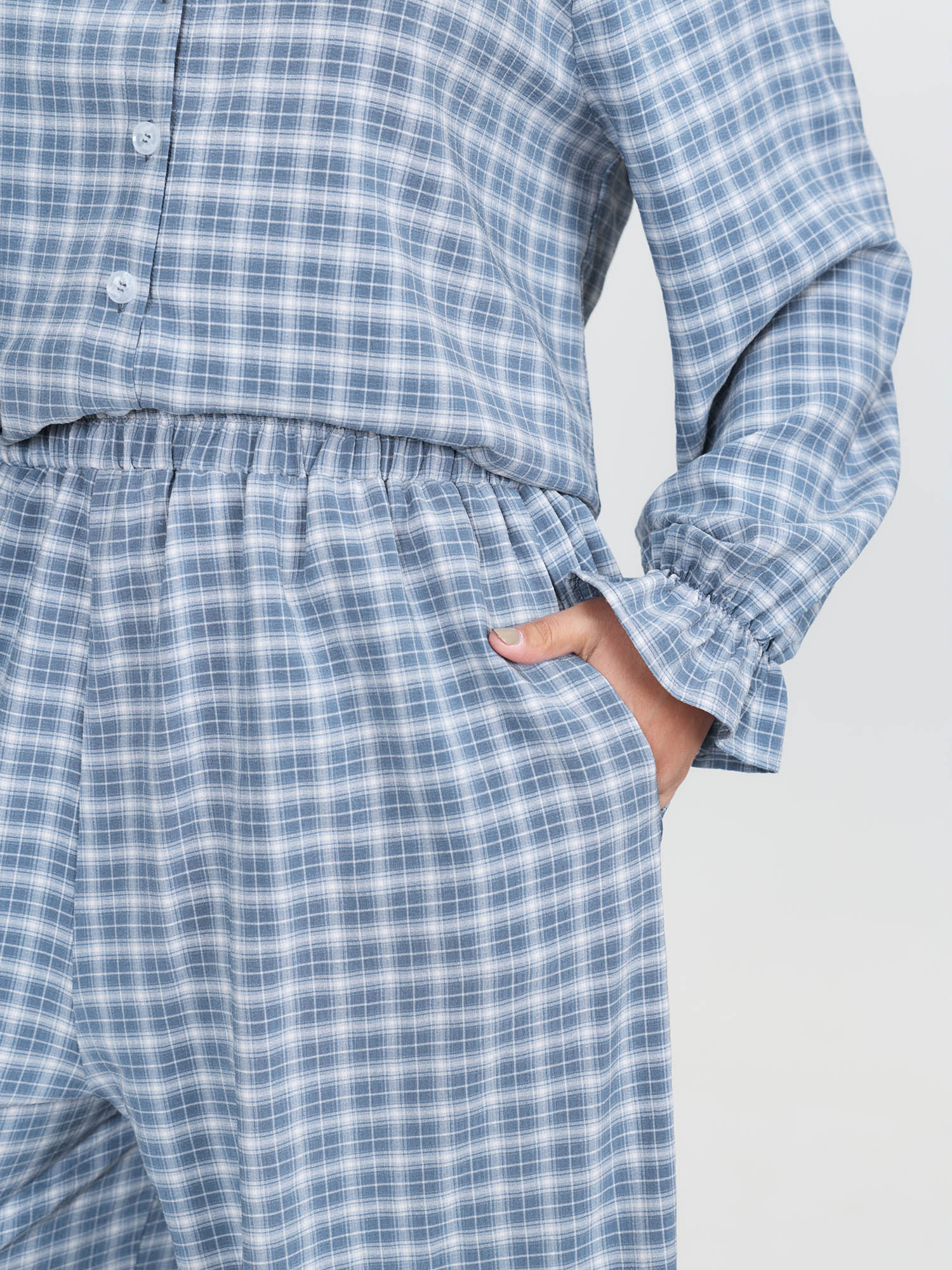 Gingham Print Ruffled Hem Co-Ord Pajama Set - Image 46