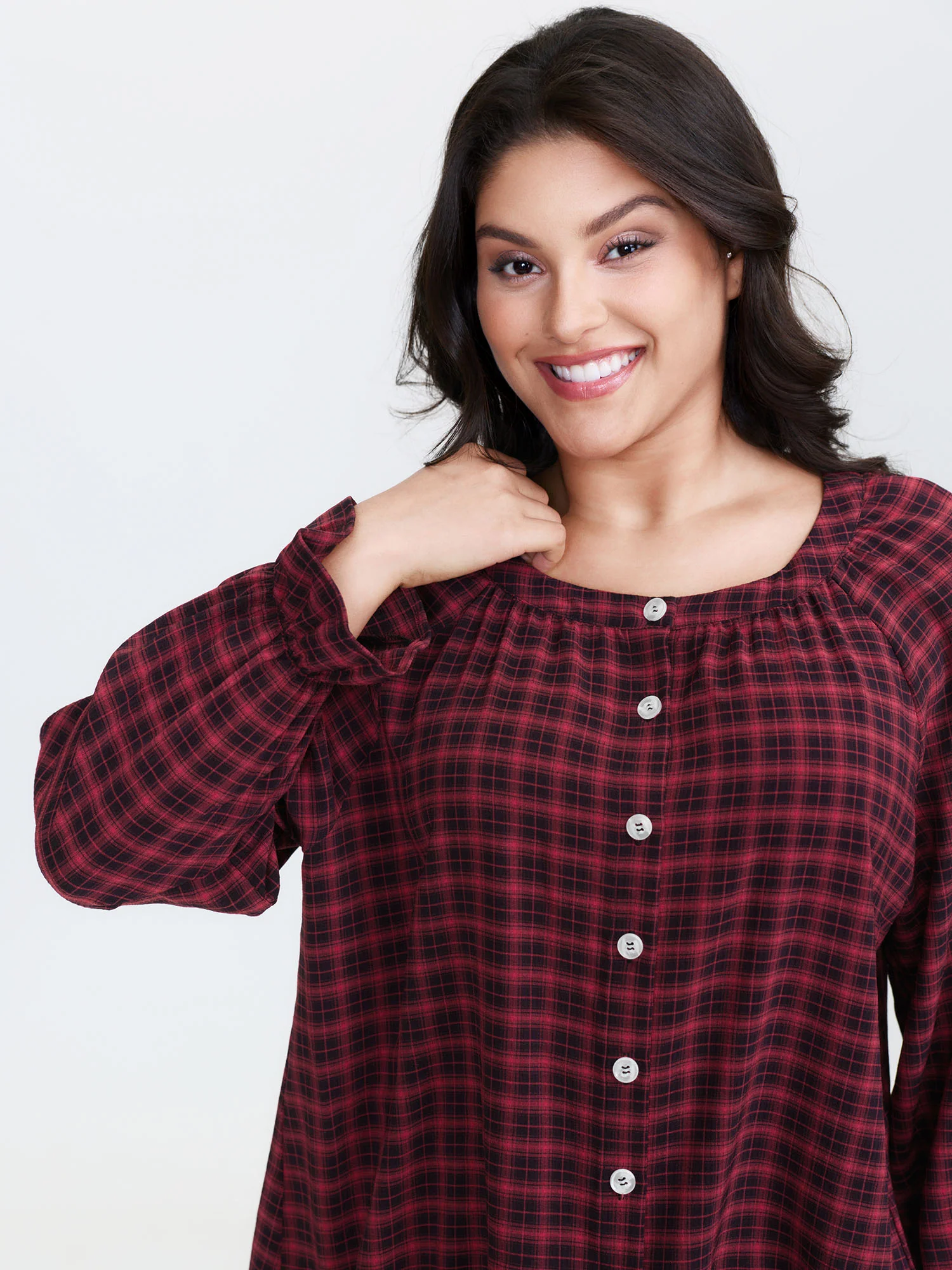 Gingham Print Ruffled Hem Co-Ord Pajama Set - Image 51