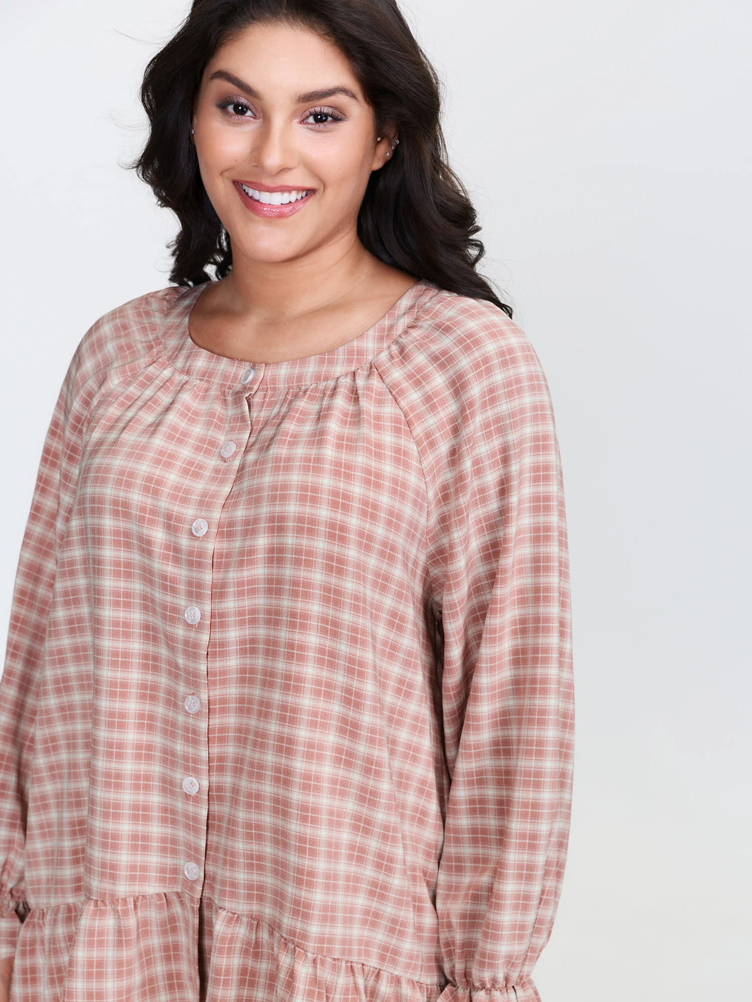 Gingham Print Ruffled Hem Co-Ord Pajama Set - Image 57