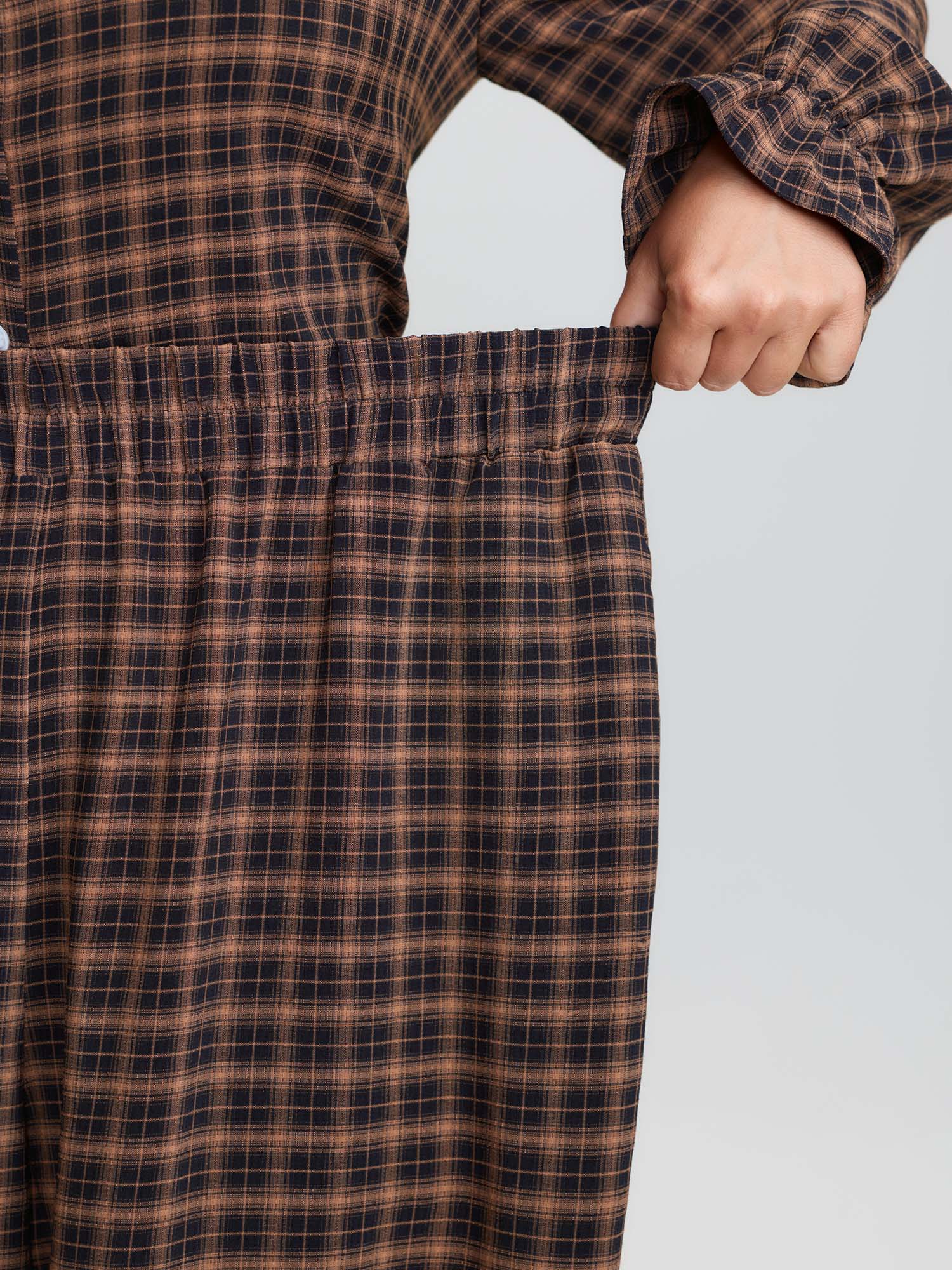 Gingham Print Ruffled Hem Co-Ord Pajama Set - Image 69