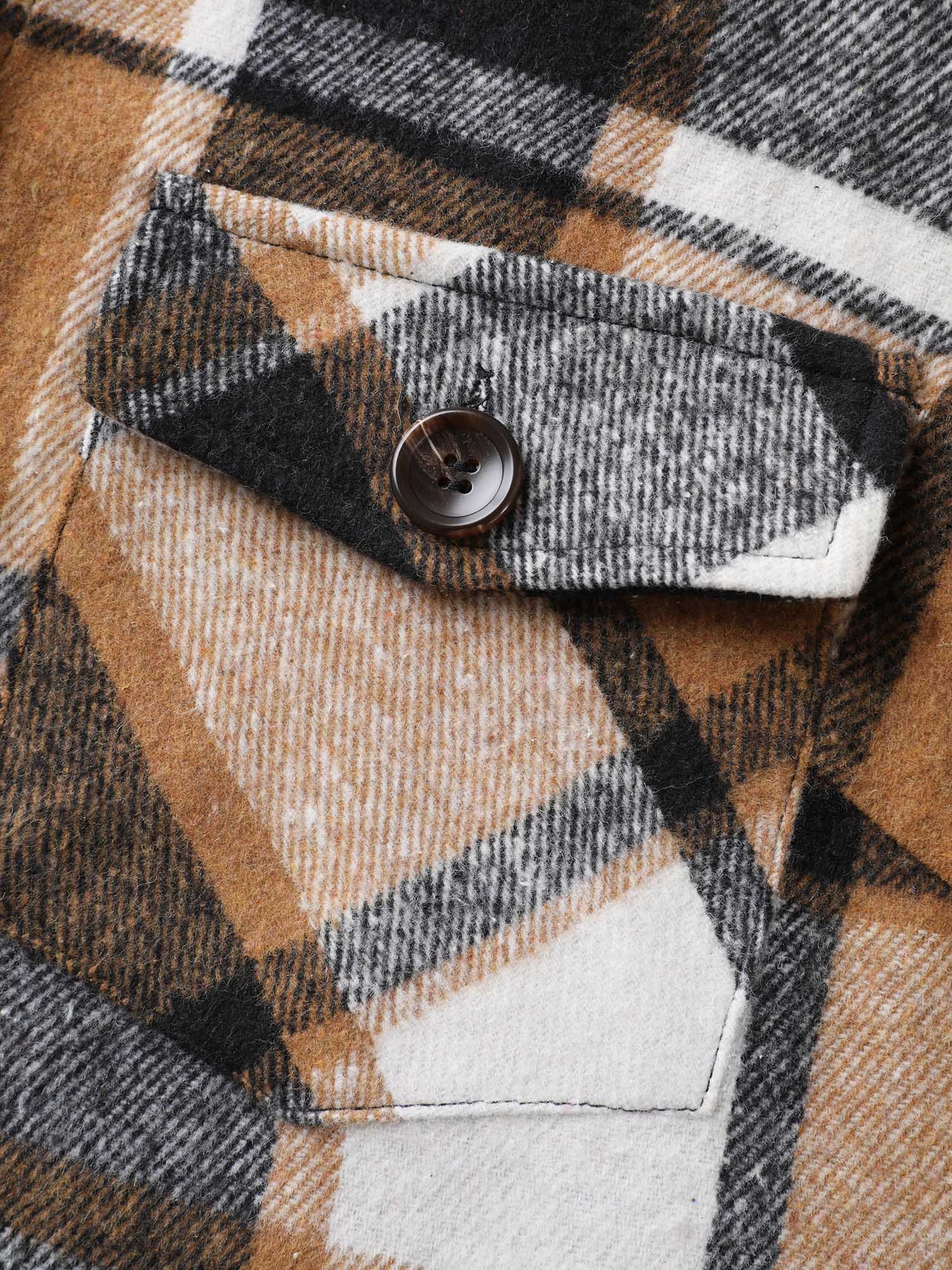 Plaid Chest Pockets Long Jacket - Image 12
