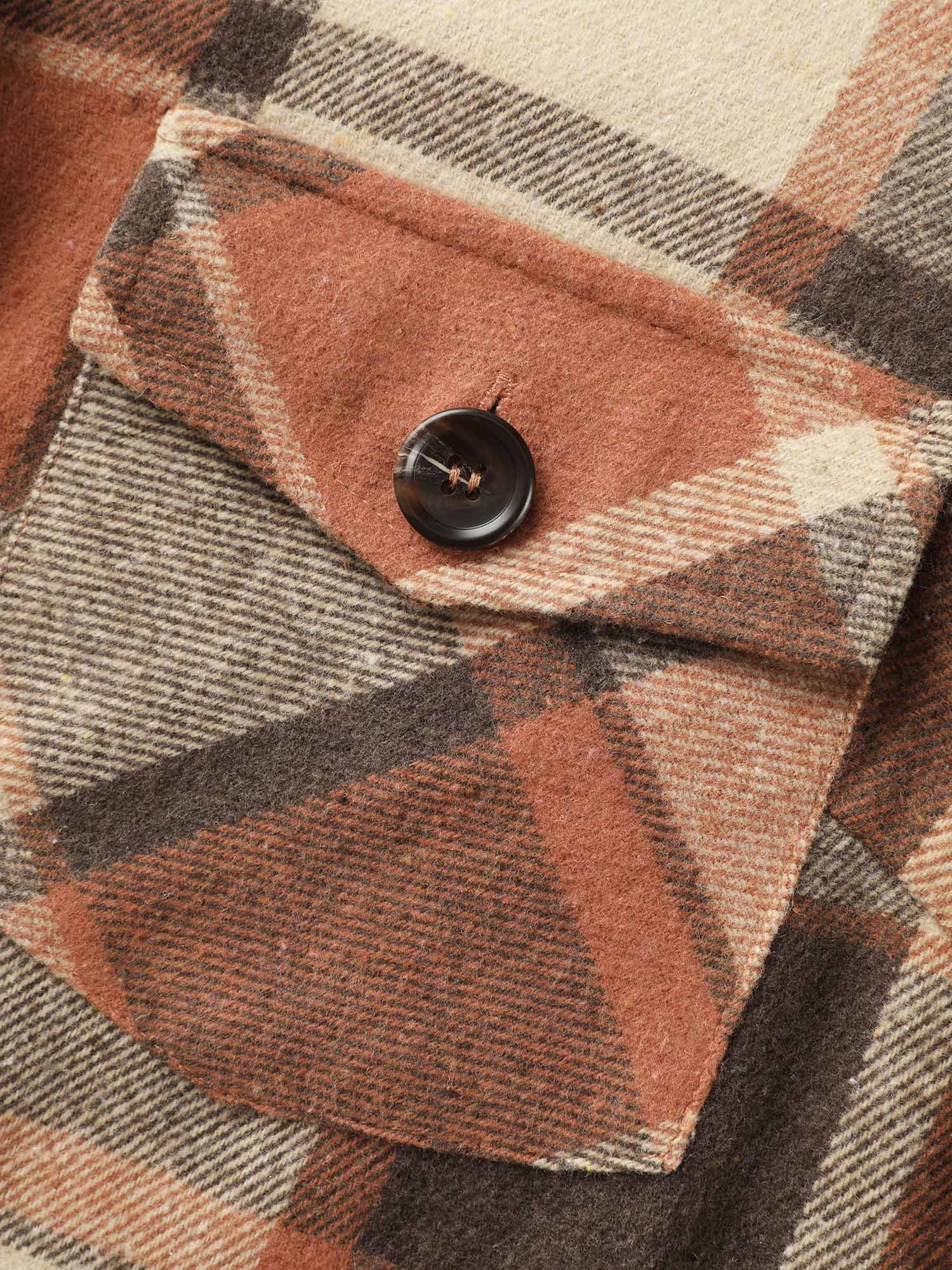 Plaid Chest Pockets Long Jacket - Image 22