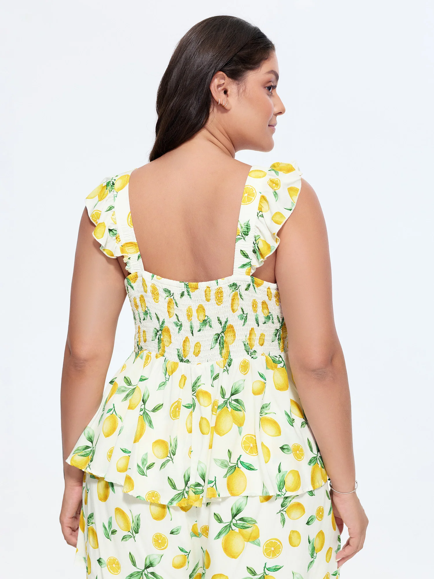 Hand Painted Lemon Print Ruched Blouse - Image 5