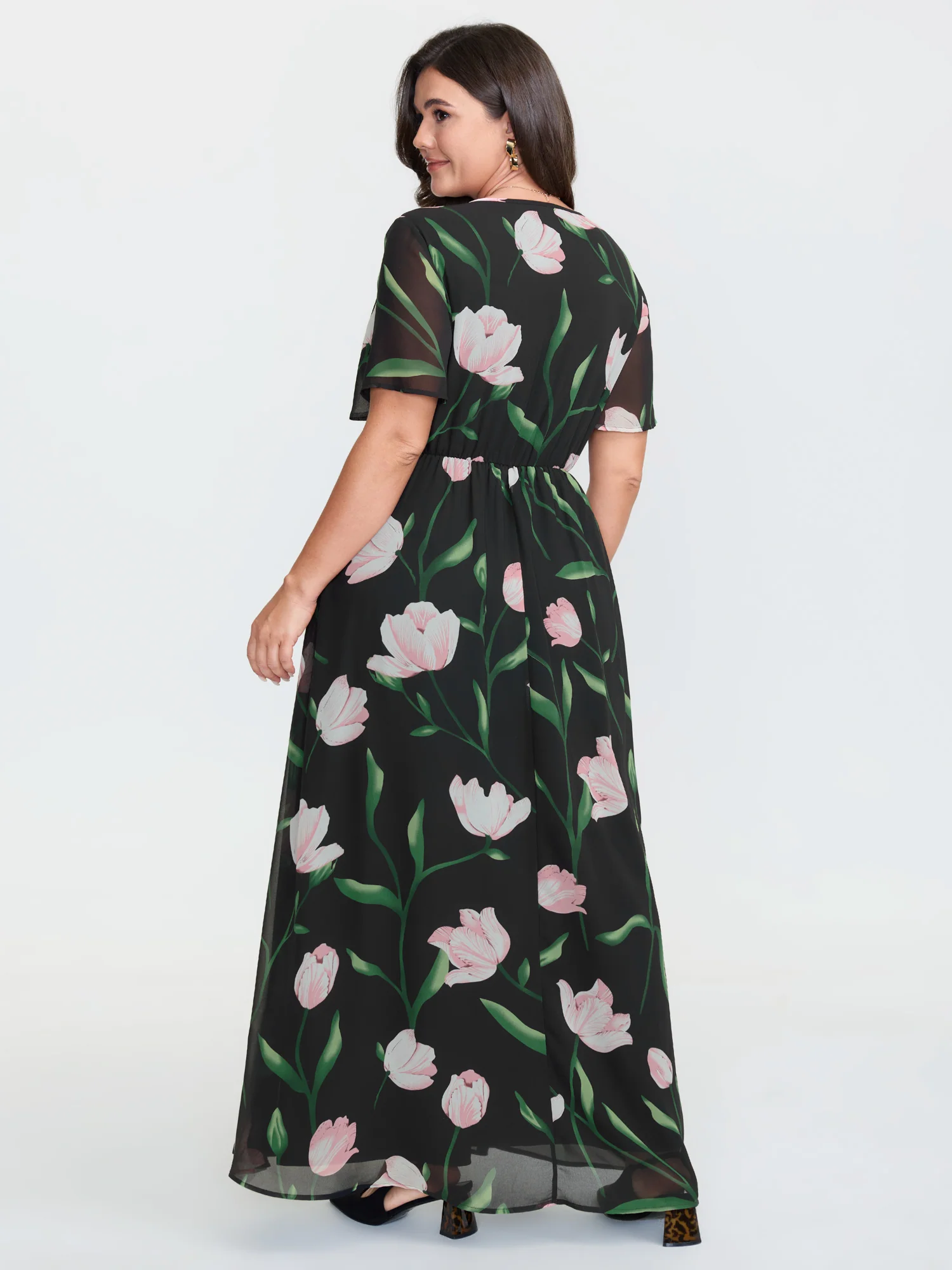 Hidden Zipper Floral Layered Pockets Jumpsuit - Image 4