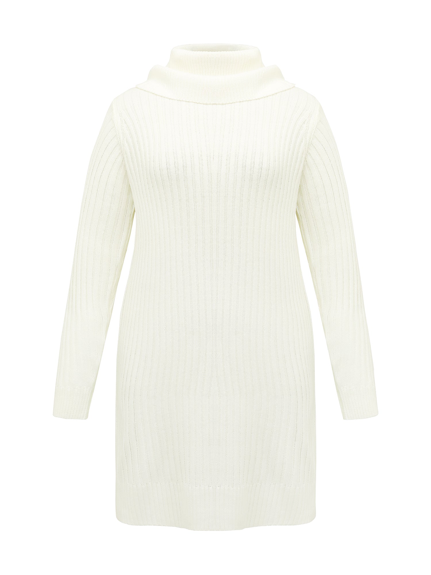 High Turtleneck Textured Sweater Dress - Image 14