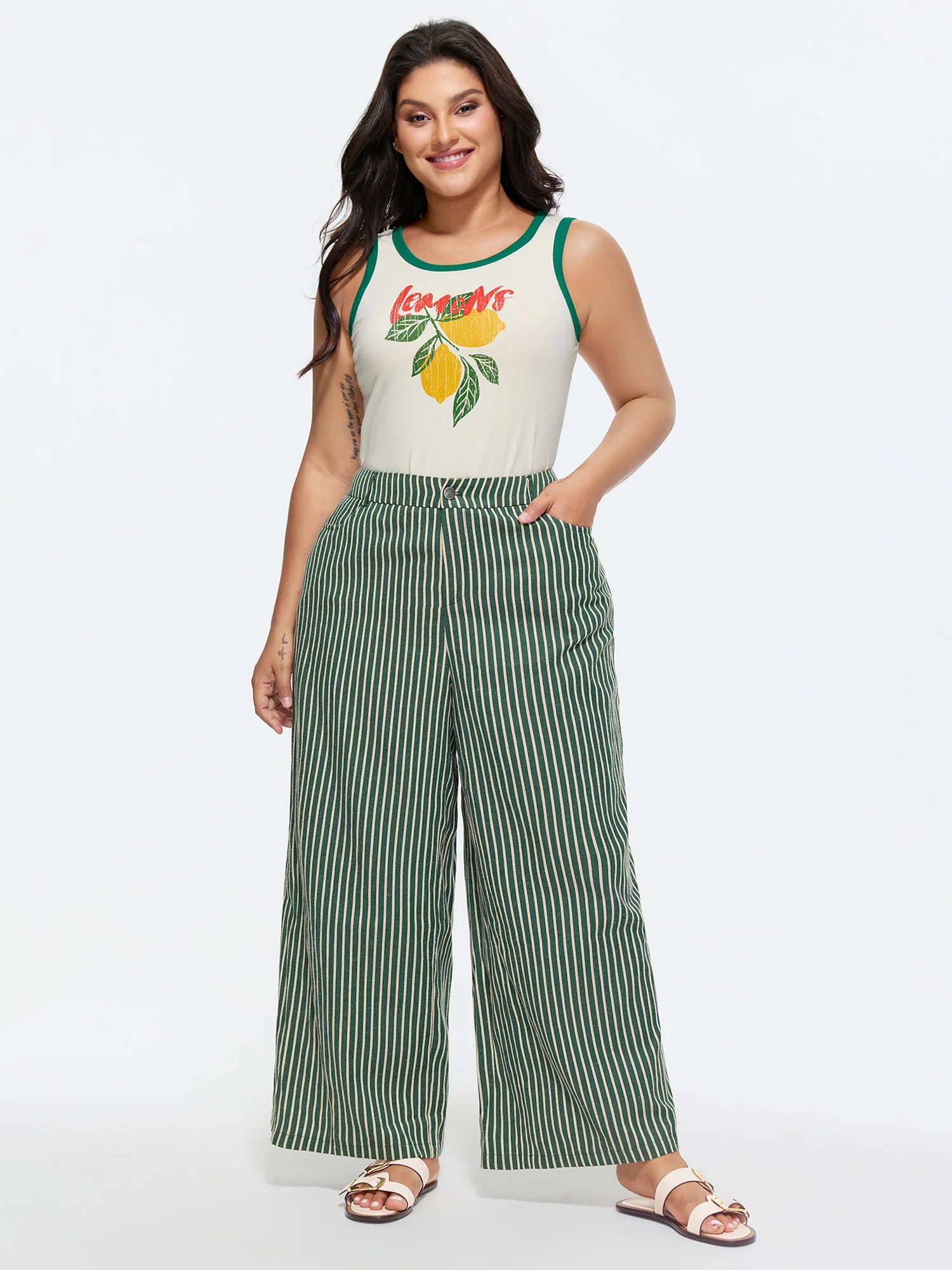 Holiday Striped Print Straight-Leg Pants - Image 2